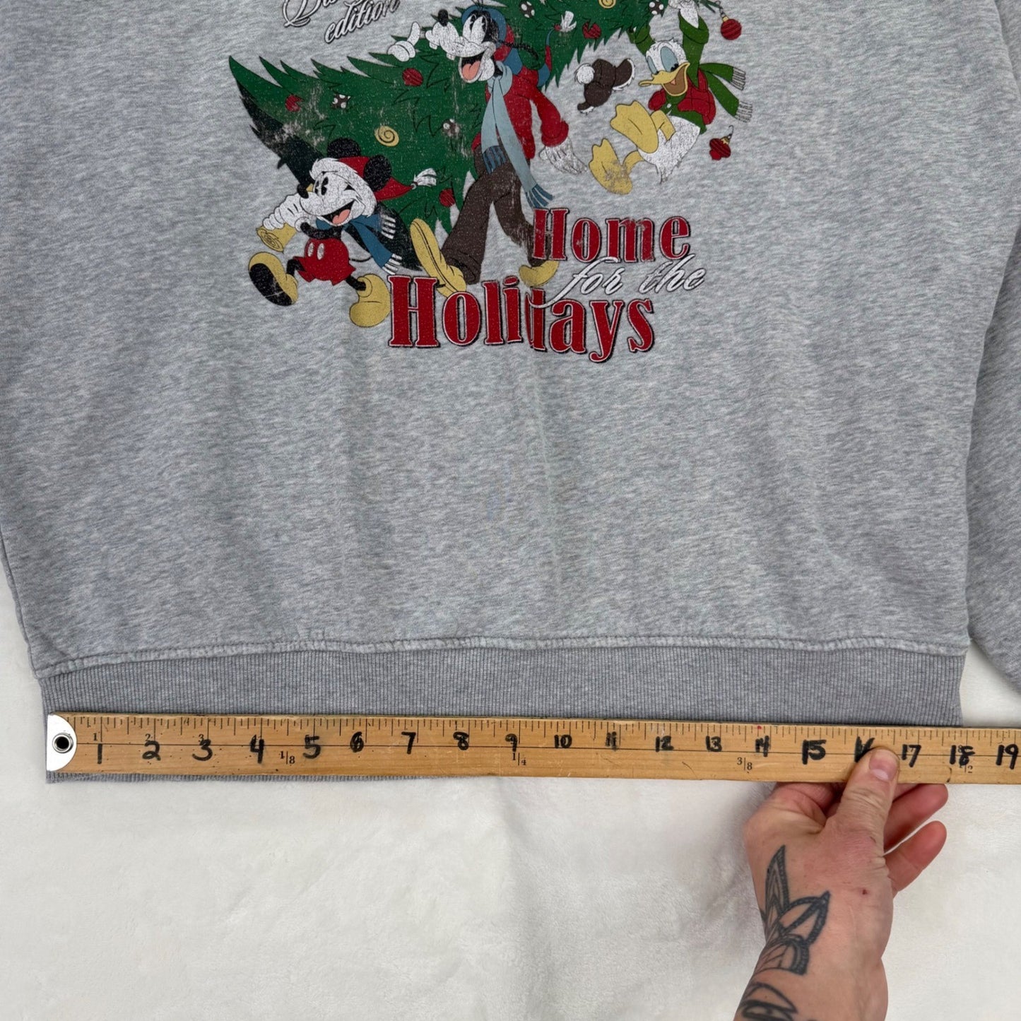 H&M Disney Home for the Holidays Mickey Mouse Gray Graphic Sweatshirt XS