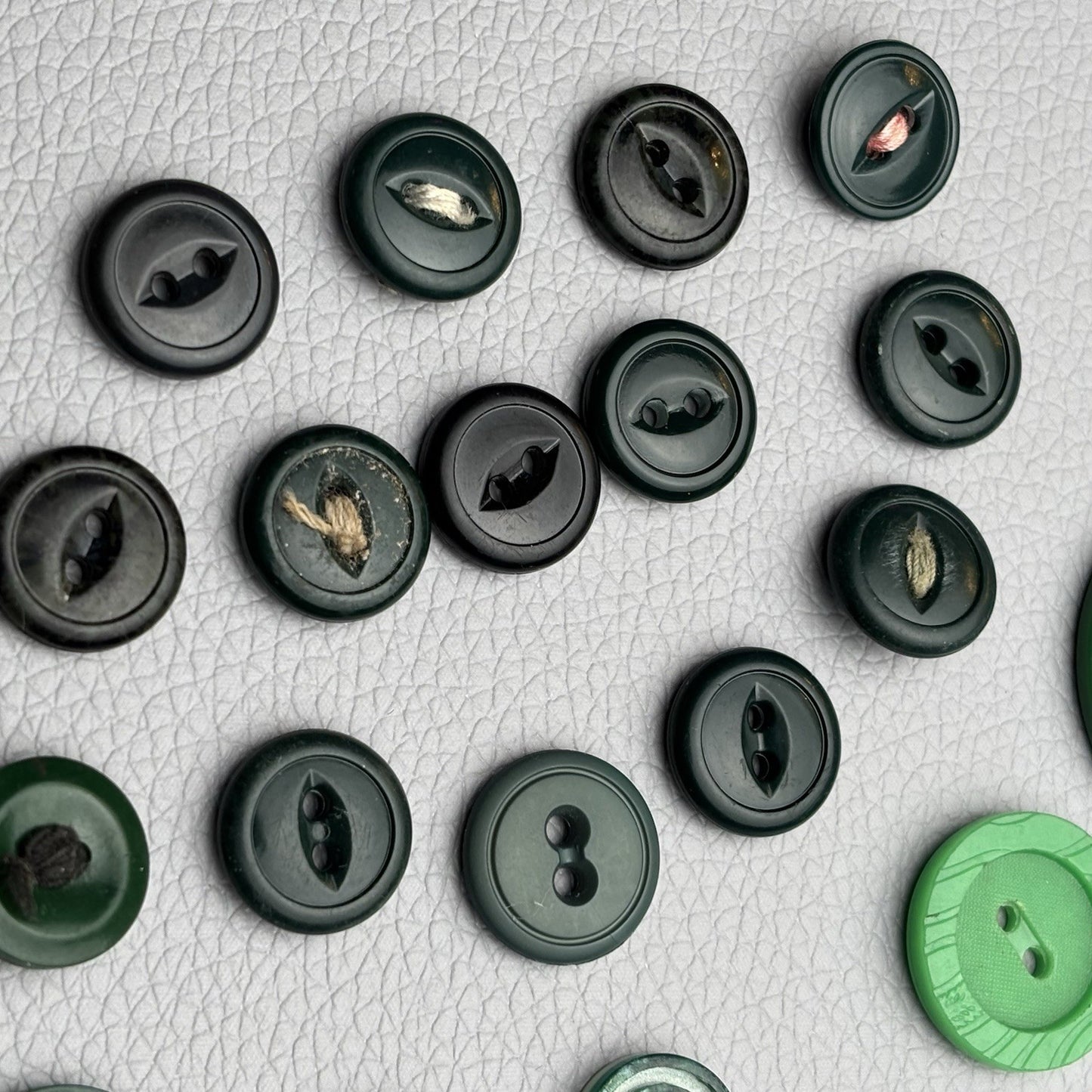 Vintage Green Button Lot 58 Piece Emerald, Olive, Chartreuse & Swirl Designs –