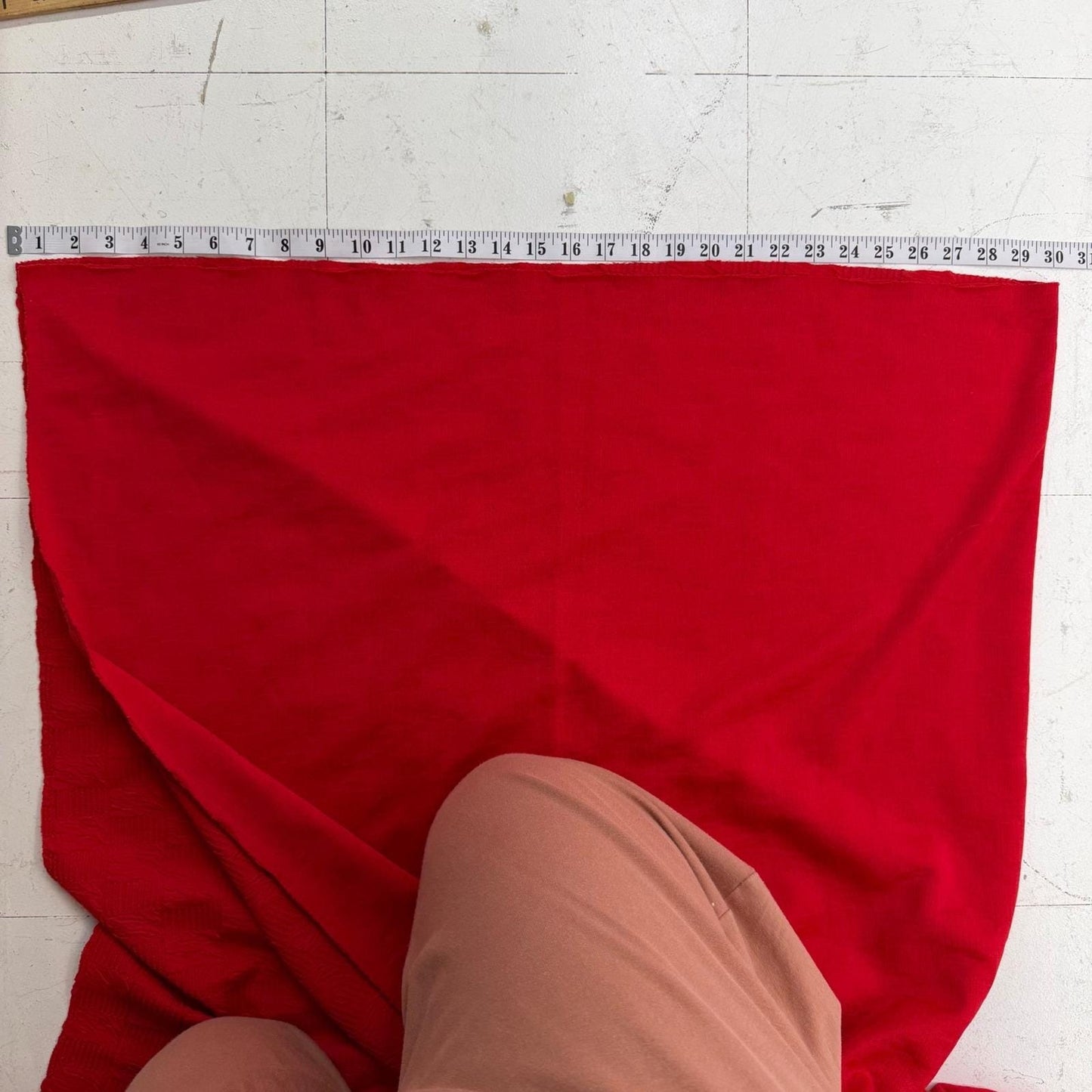 Vintage Red Textured Basketweave Cable Knit Fabric 54x60" Sewing Craft Material