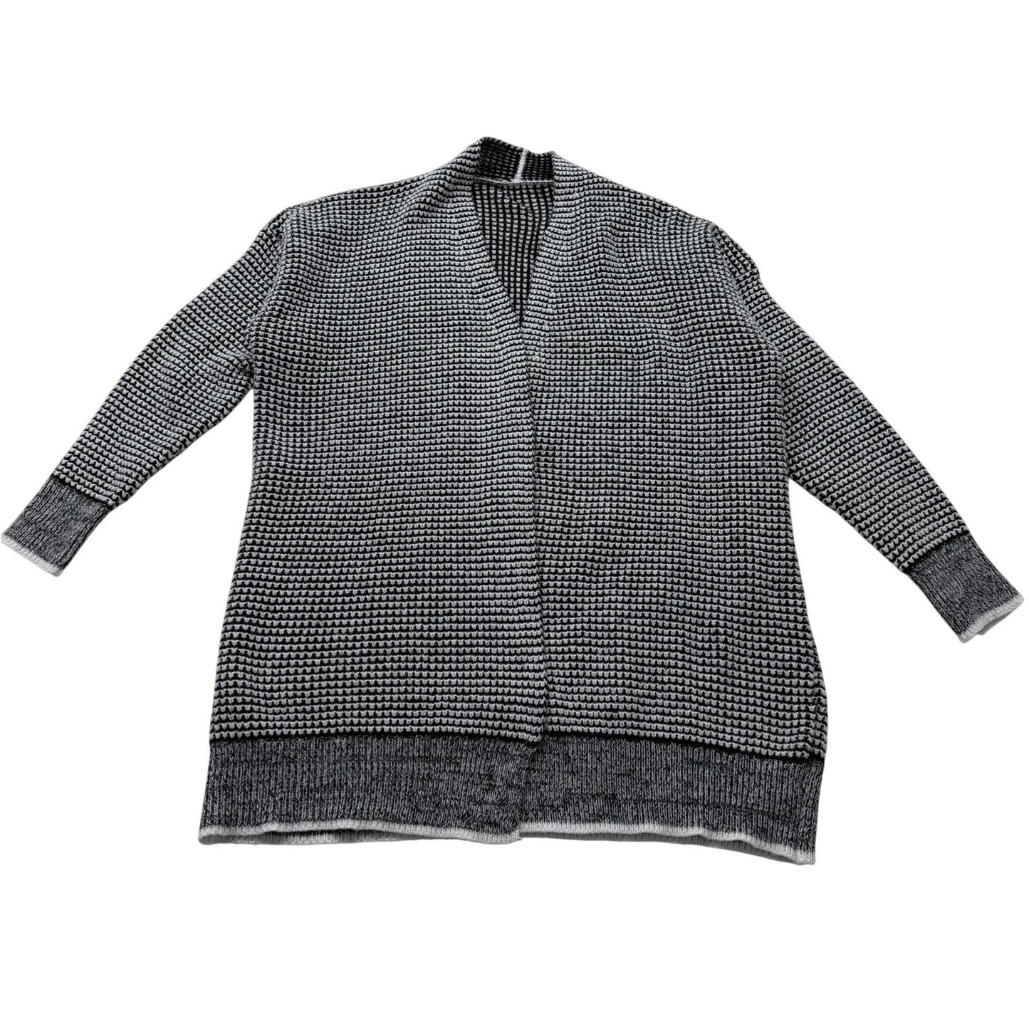 Women's Knit Cardigan – Black White Open Front Slouchy Longline Sweater Size XXL