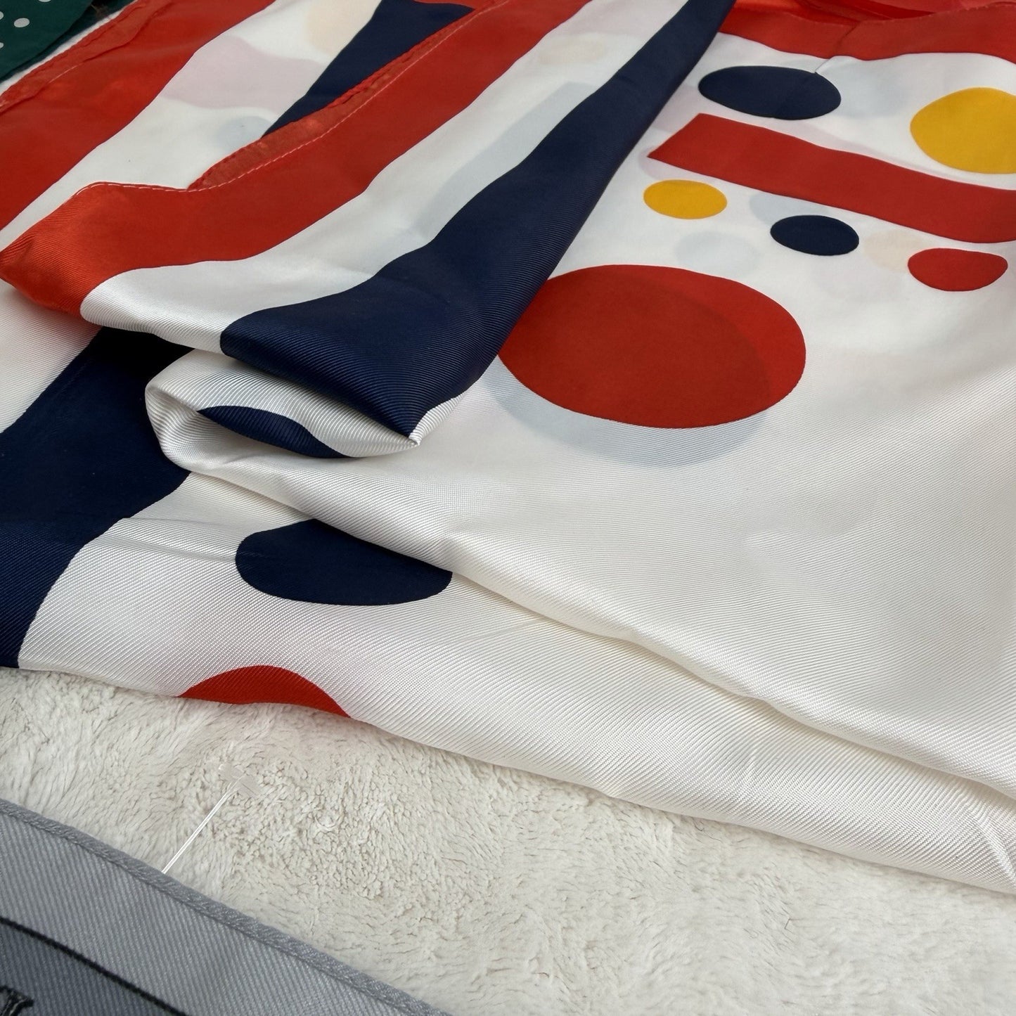 Designer Style Scarf Lot Caron Paris Geometric Polka Dot Non Silk Scarves Retro