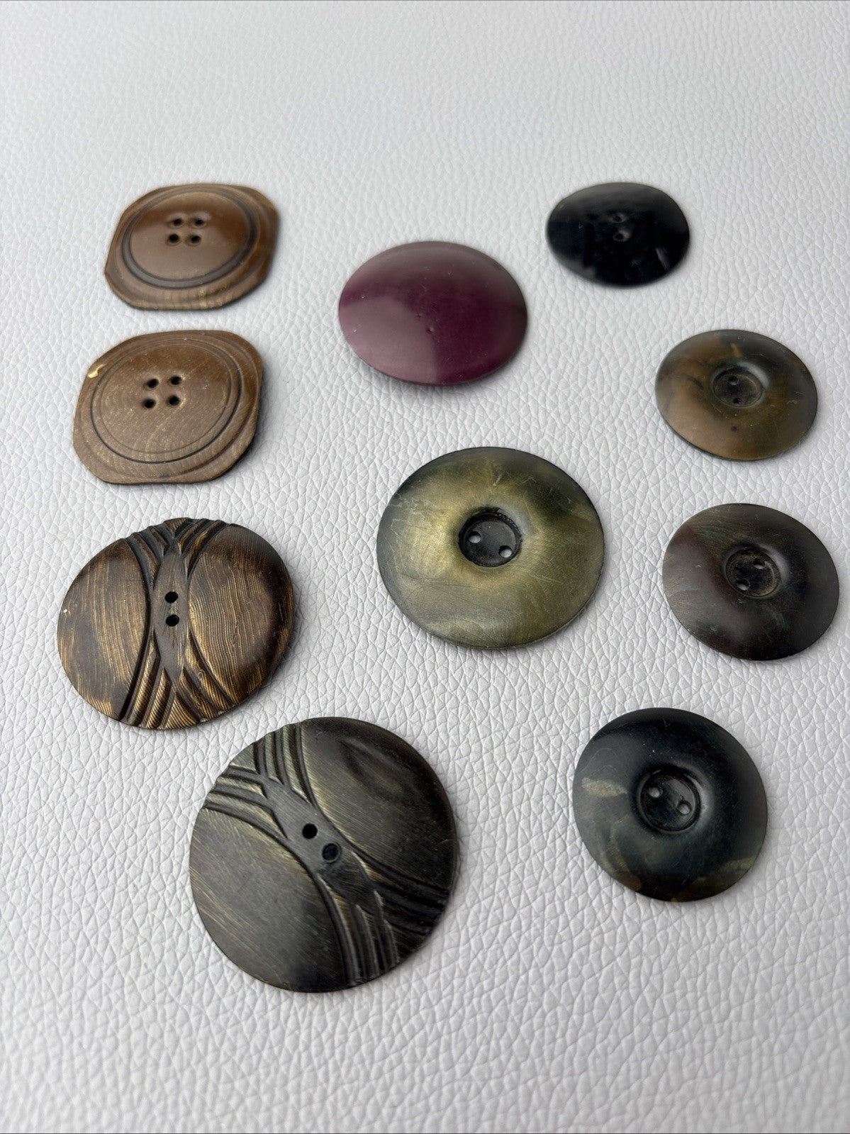 Vintage 1930s Mixed Bakelite Catalin Casein Buttons Lot of 9 Marbled Art Deco