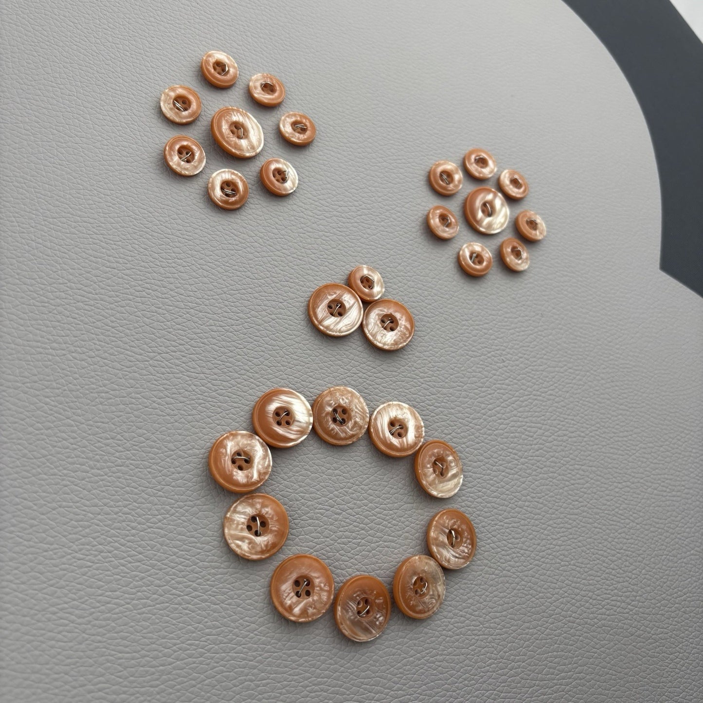 Caramel Pearl-Finish Button Lot | 20pcs Metal Shank Retro Sewing Buttons