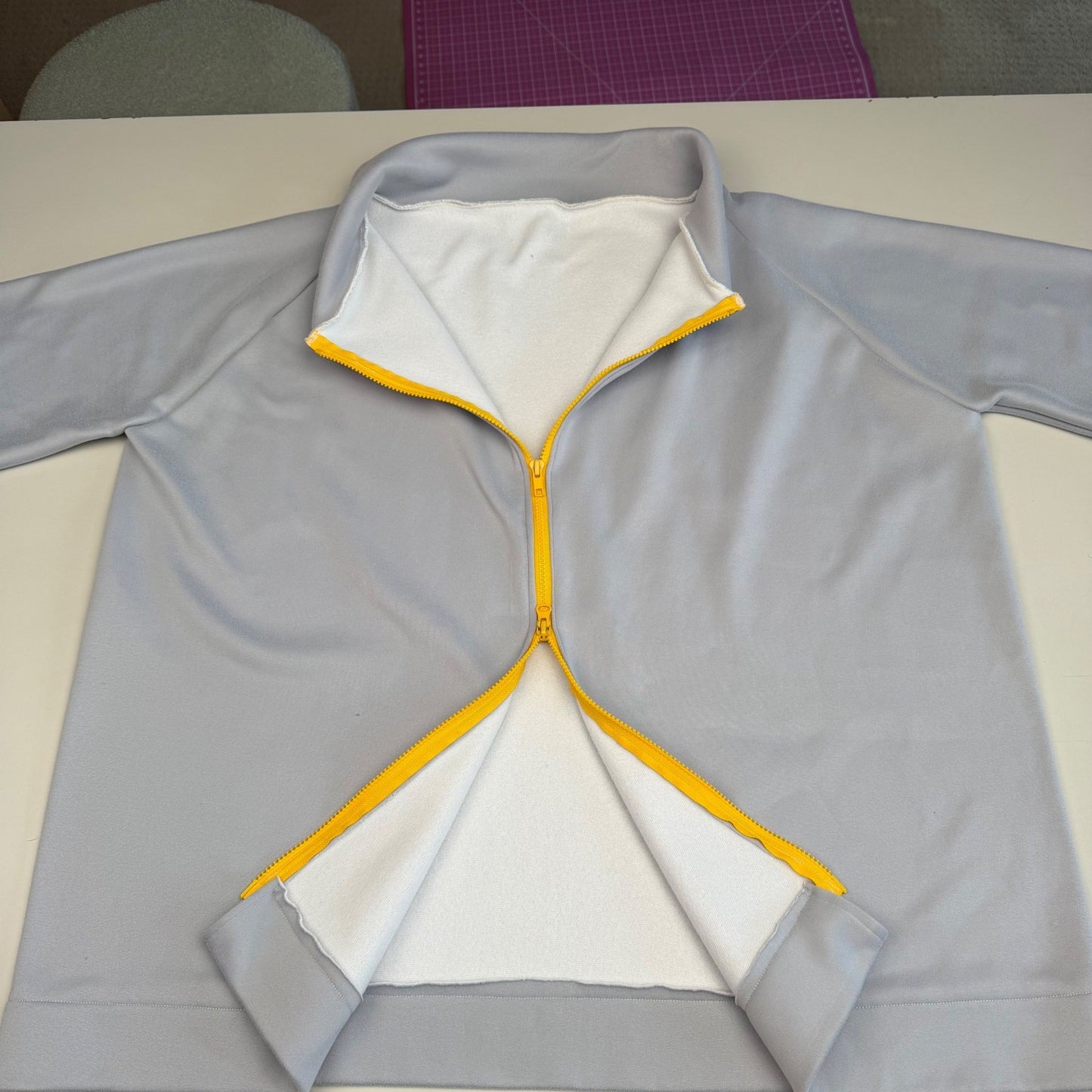 Simpłe Clothing ZipUp Shacket Shirt Grey Yellow Contrast Blokecore Retro XL