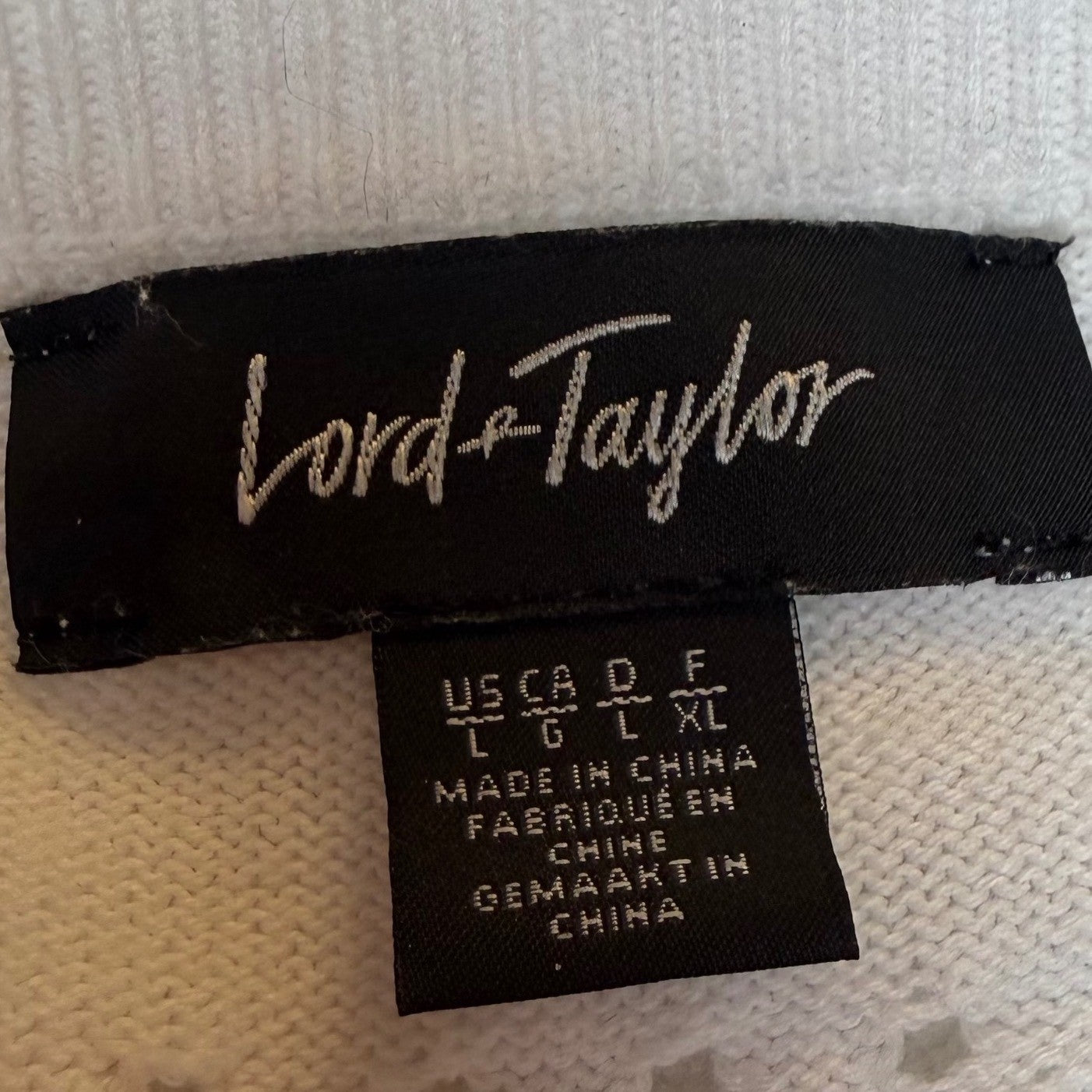 Lord & Taylor Cardigan Pointelle Knit Button Front White Cotton Classic Size L