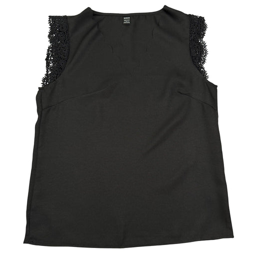 SHEIN Sleeveless Blouse Crochet Lace Trim Scalloped V-Neck Coquette Black Size S