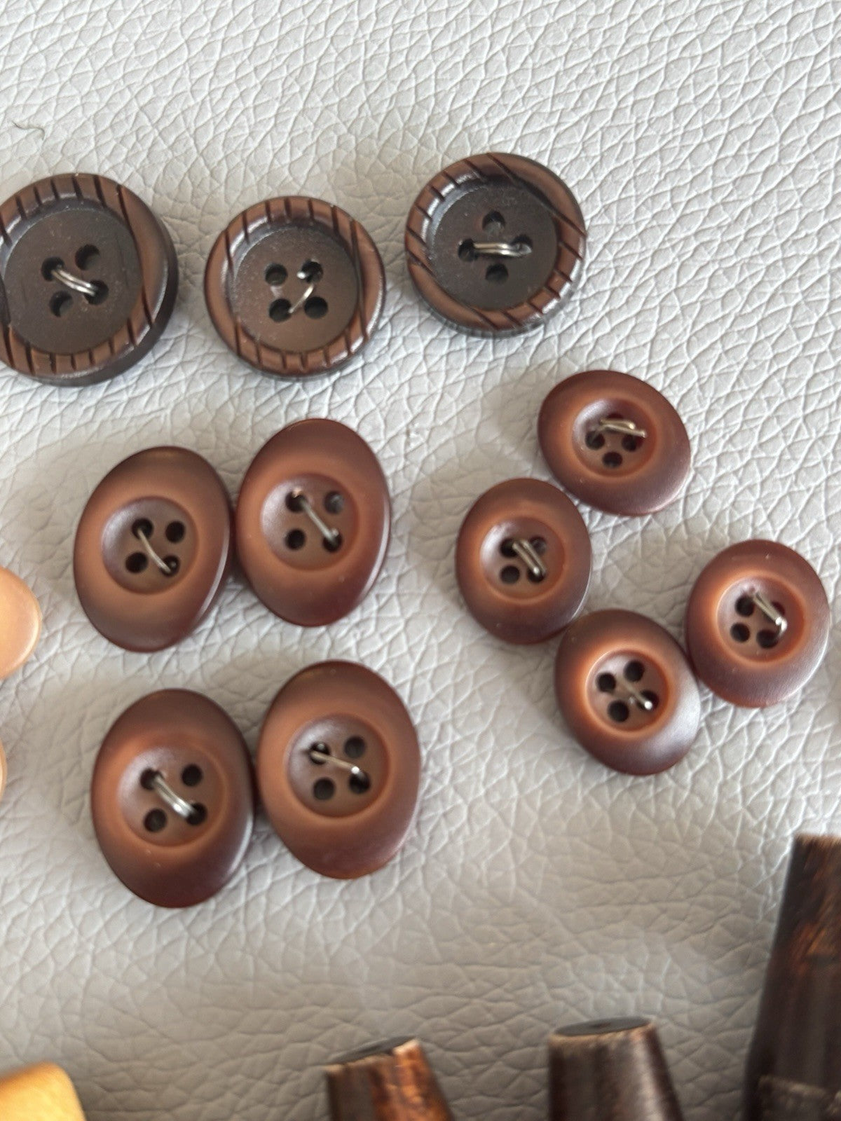 Vintage Wooden Buttons + Toggle. Small New Plastic Buttons Four Hole Two Hole