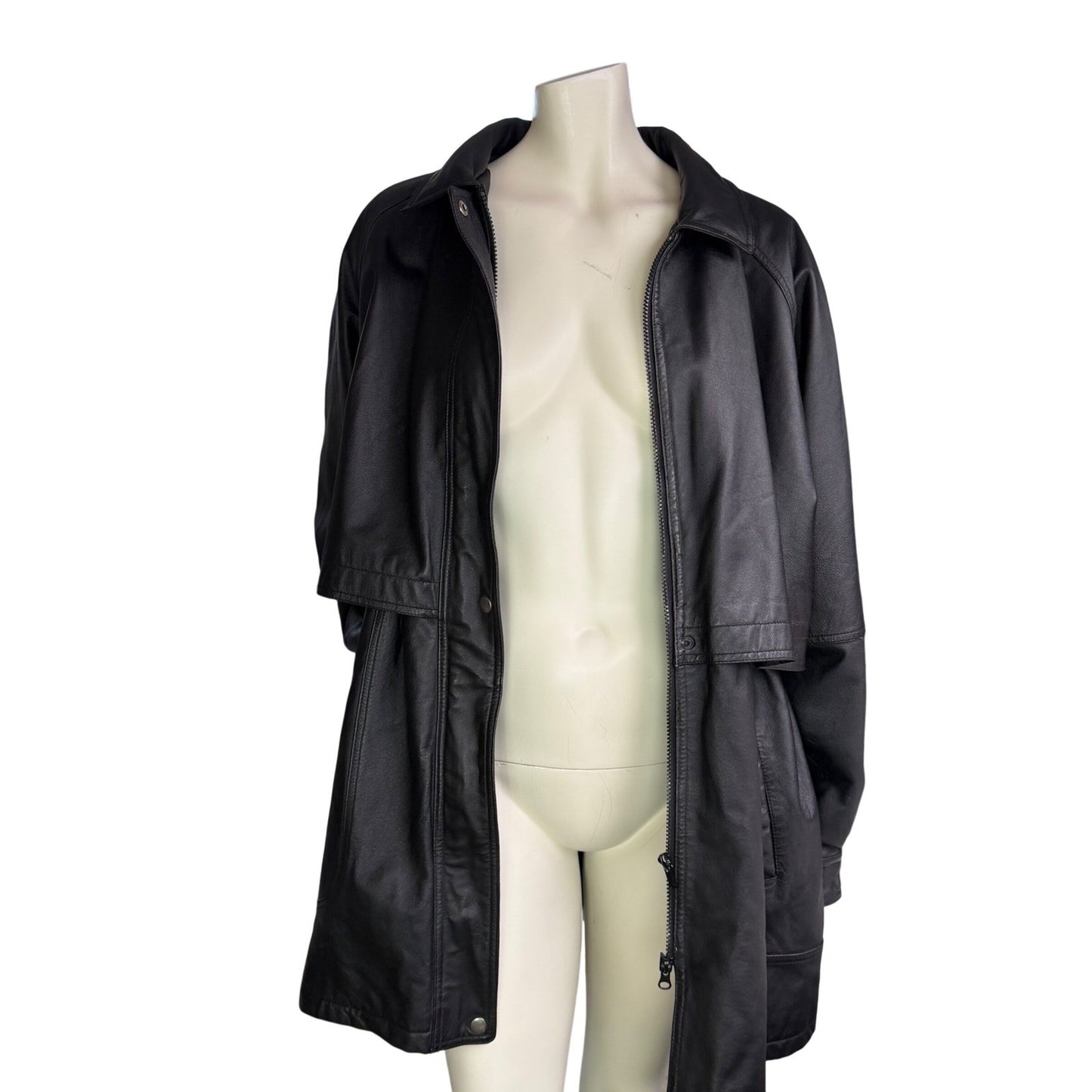 Vintage Black Leather Jacket 22W Plus Size Oversized Minimal Chic Soft