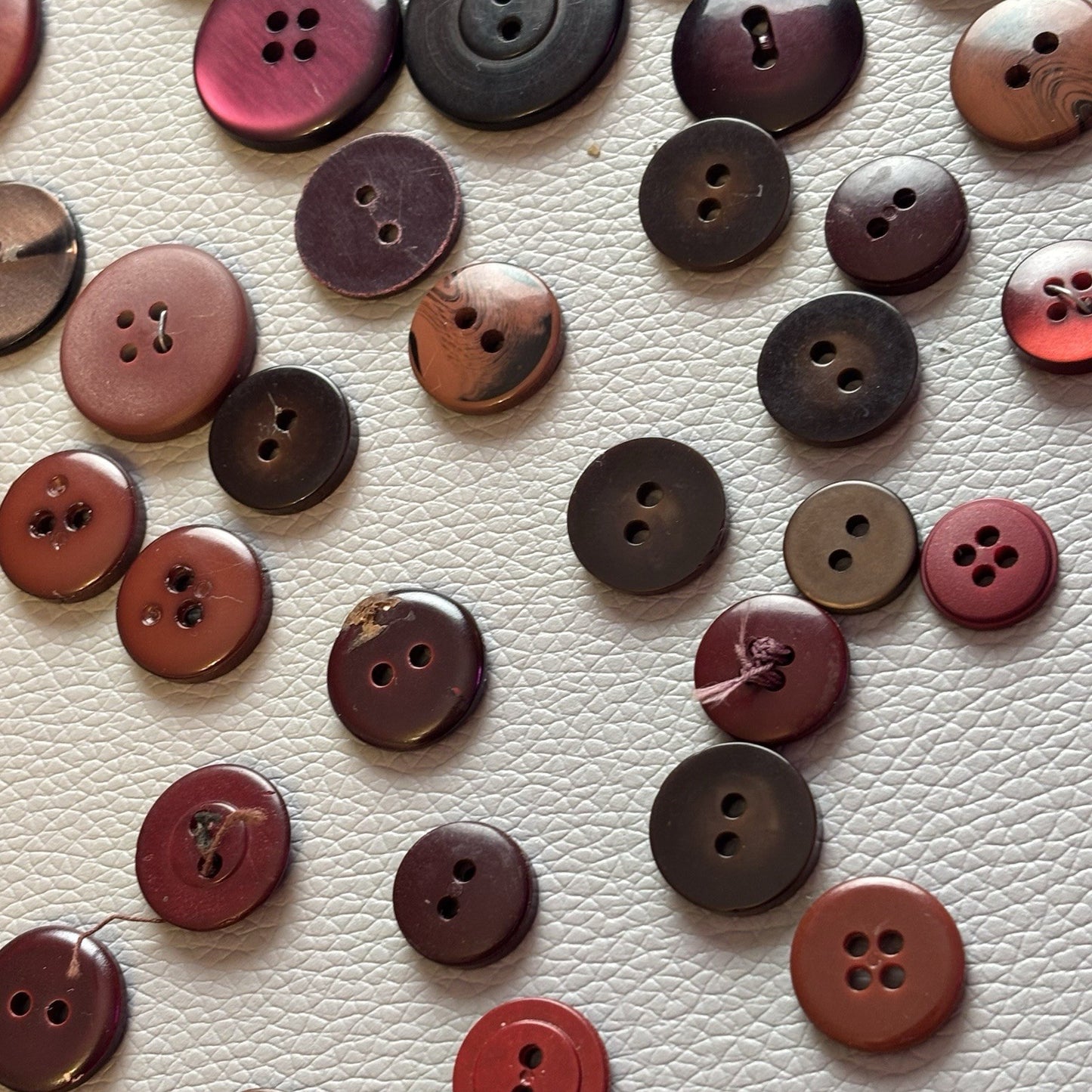 Vintage + New Burgundy And Red  Button Lot. Two Hole + Four Hole Plastic