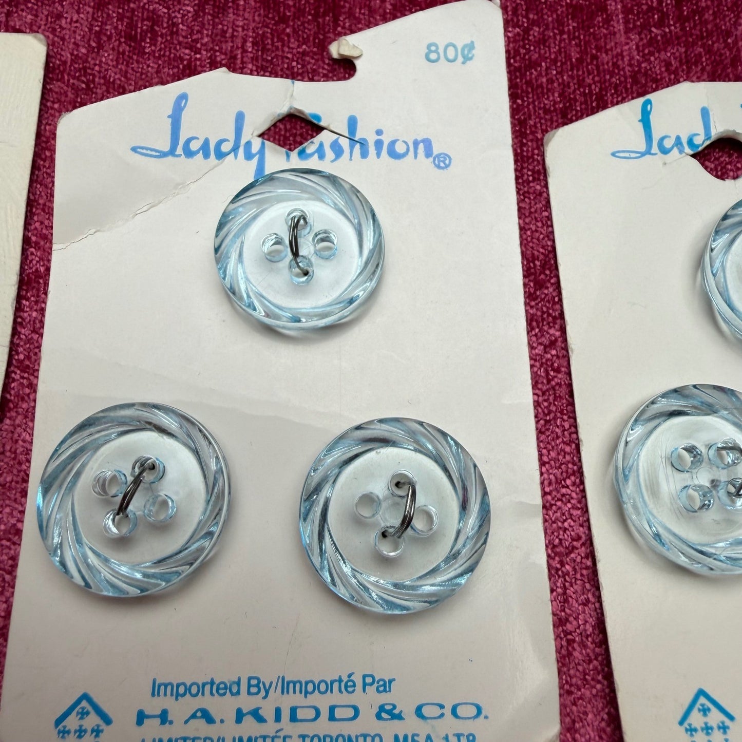 Lady Fashion Vintage Buttons Lot Pink Blue Swirl Pastel Retro Notions NIP 22pc