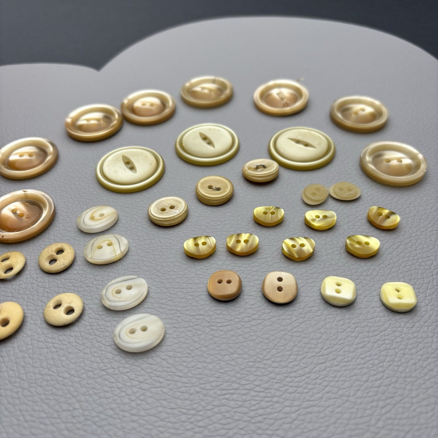 Vintage Mixed Button Lot (60pcs) – Earth Tone Neutrals + Soft Pastels  40’s-60’s