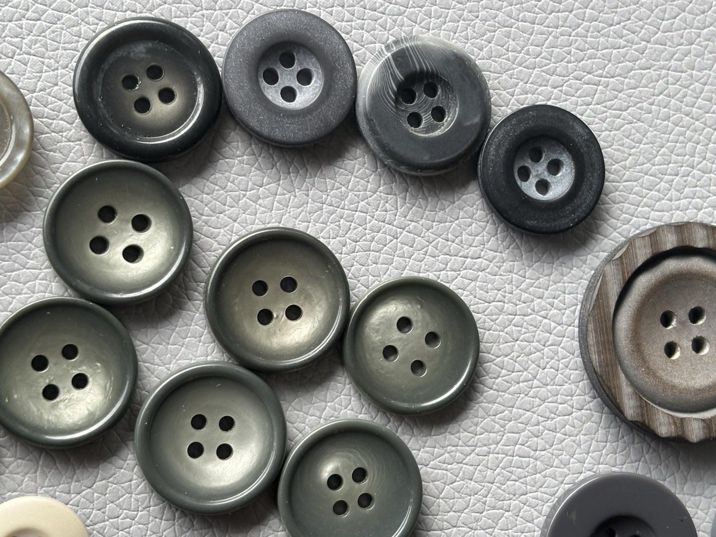 Vintage Button Collection 45 Lot Grey Blue Green Purple Red Grey Four Hole Small