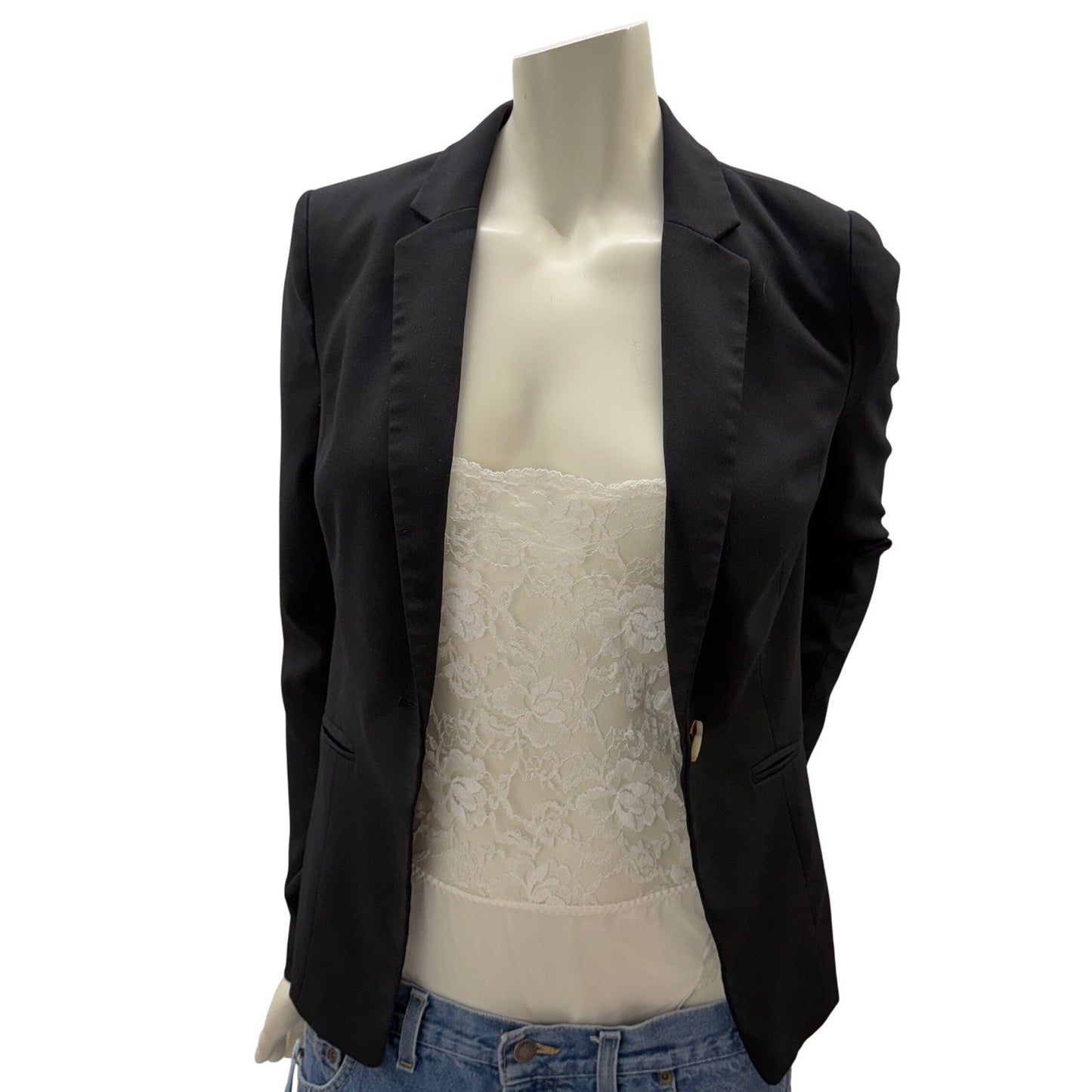 Suzy Shier Black Blazer Jacket Womens Size S  Single Button Work carer Basiccore