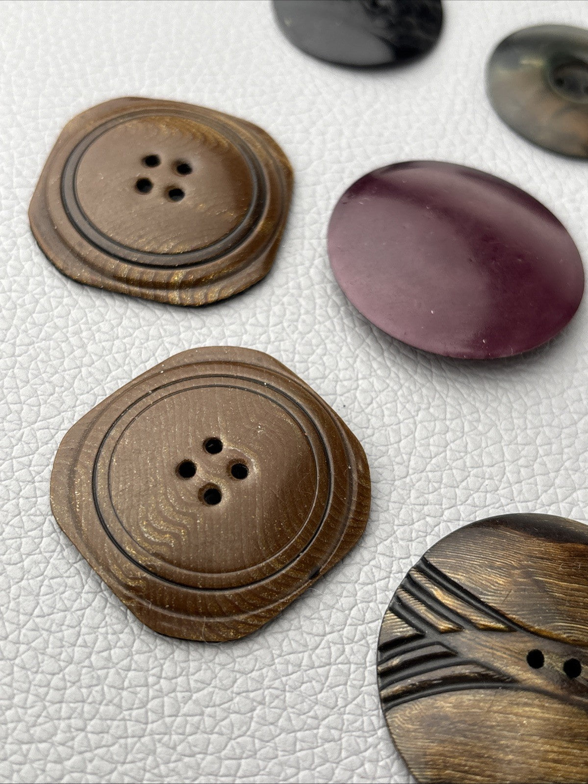 Vintage 1930s Mixed Bakelite Catalin Casein Buttons Lot of 9 Marbled Art Deco