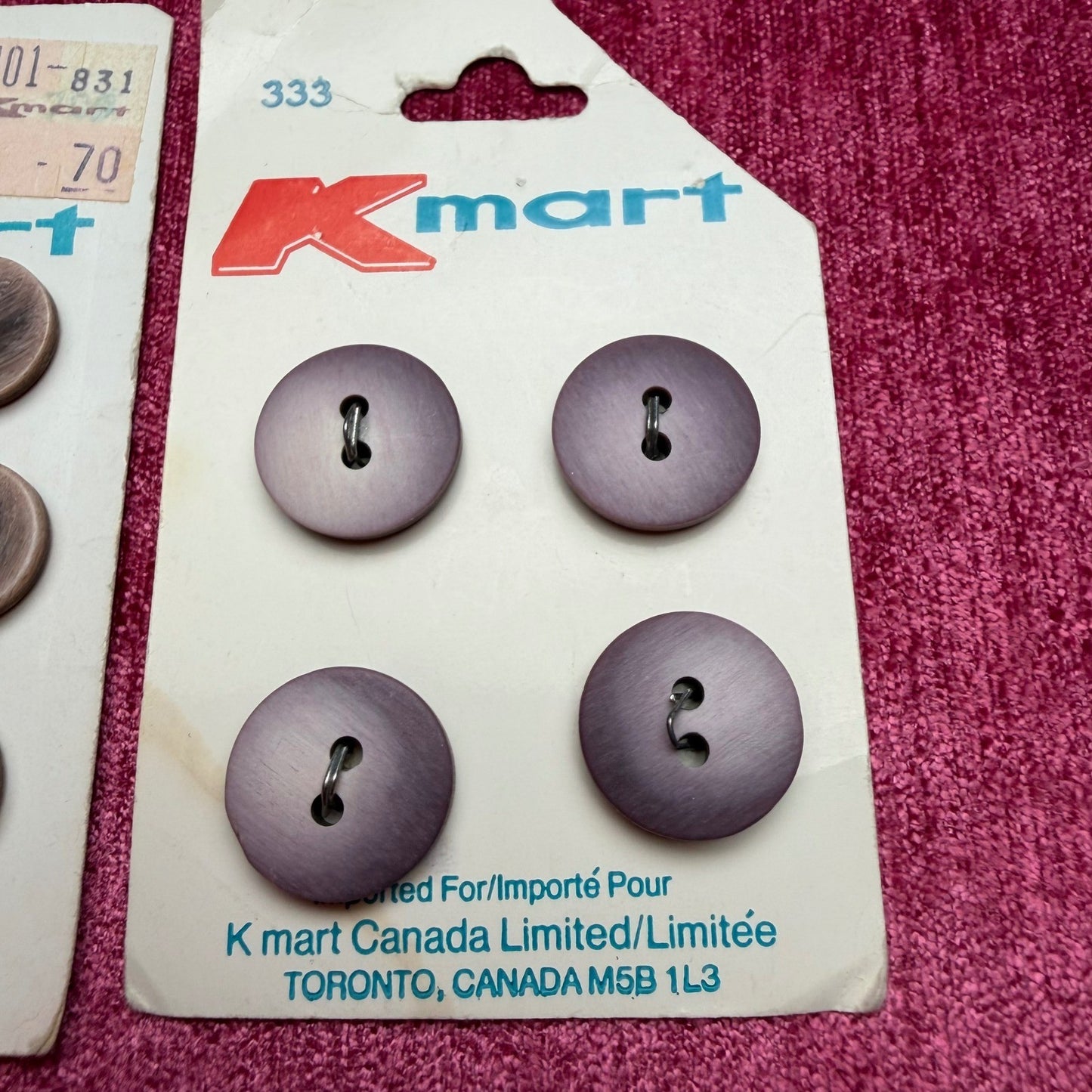 Le Chic Kmart Rare Vintage Buttons Lot 13 Count Wood Grain Italy Retro Sewing