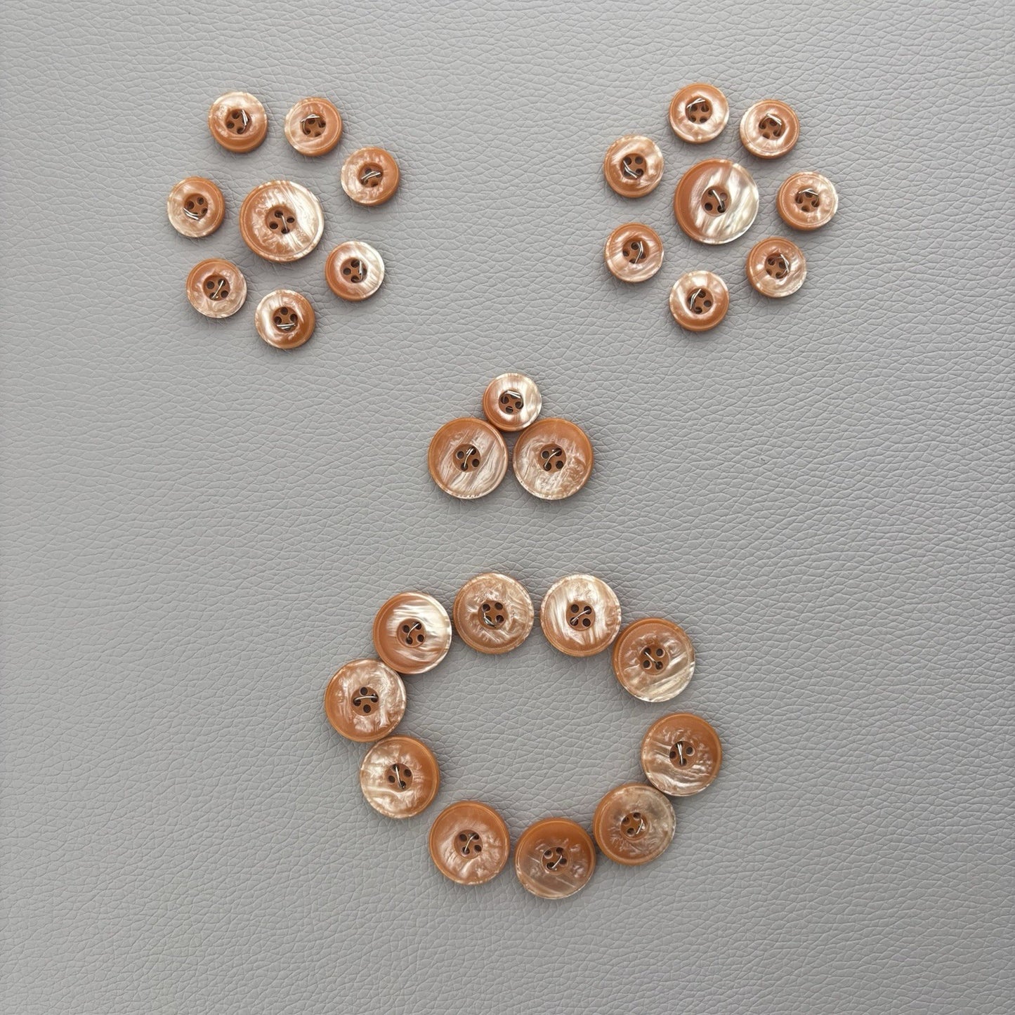 Caramel Pearl-Finish Button Lot | 20pcs Metal Shank Retro Sewing Buttons