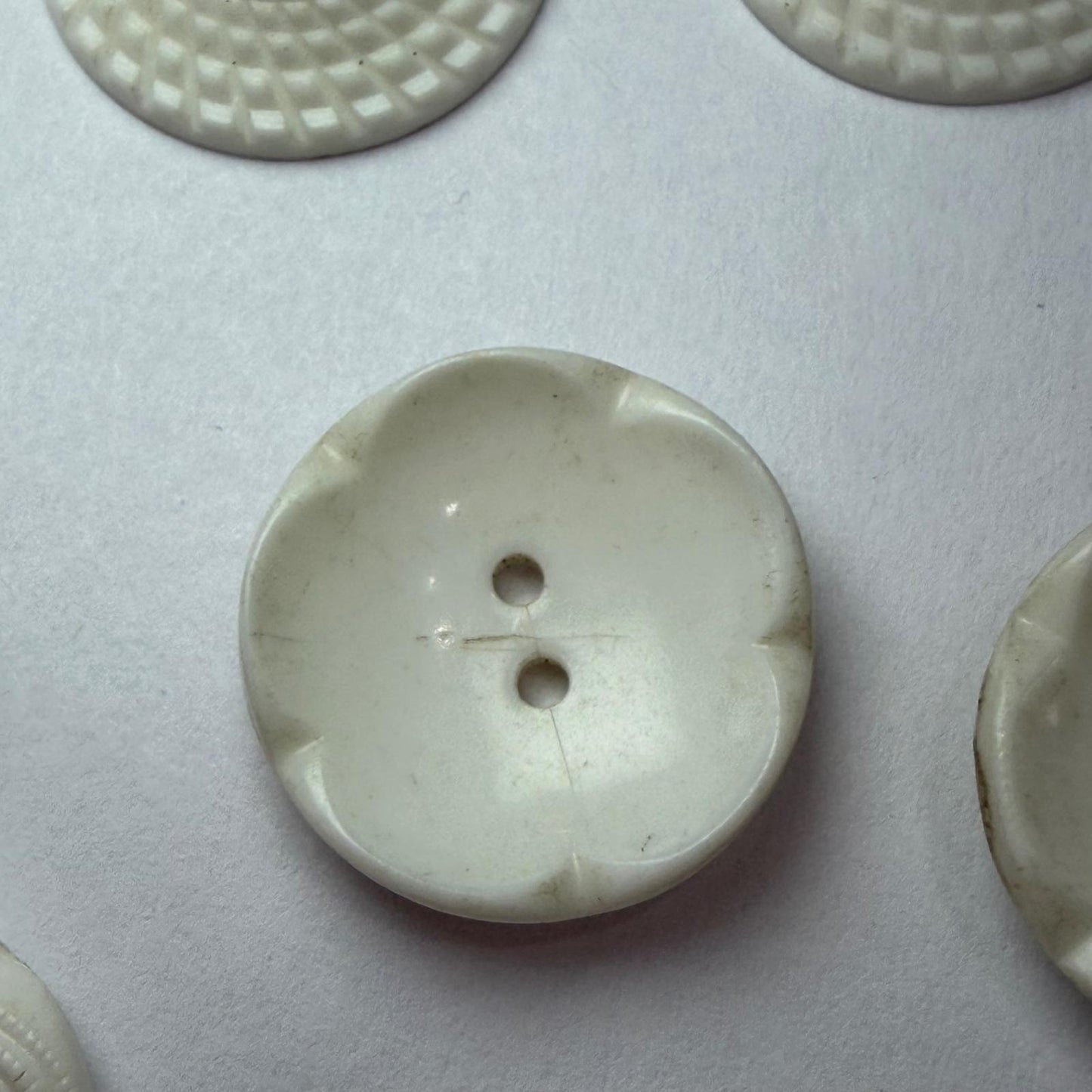 Antique Milk Glass Buttons Mixed Lot Floral Sunburst Victorian White 2Hole 36pc