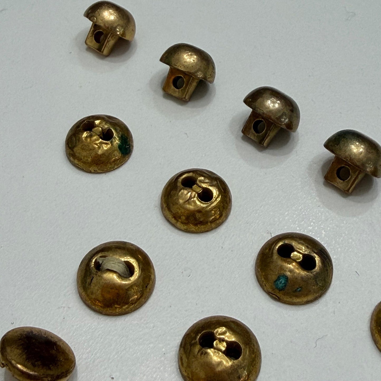Vintage Brass Buttons Mixed Dome Mushroom Set Gold Metal 18pc OS