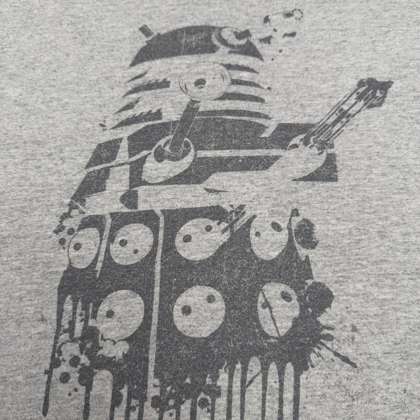 Doctor Who T-Shirt Dalek Drip Graphic Gray Geekcore Sci-Fi BBC Tee Small