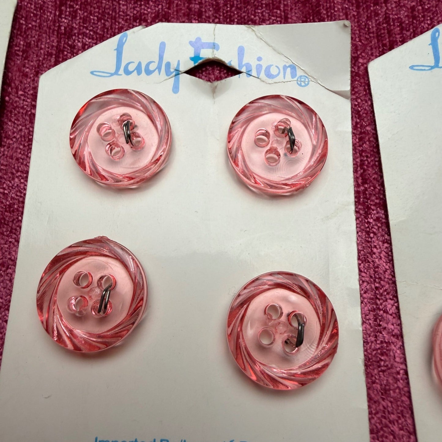Lady Fashion Vintage Buttons Lot Pink Blue Swirl Pastel Retro Notions NIP 22pc