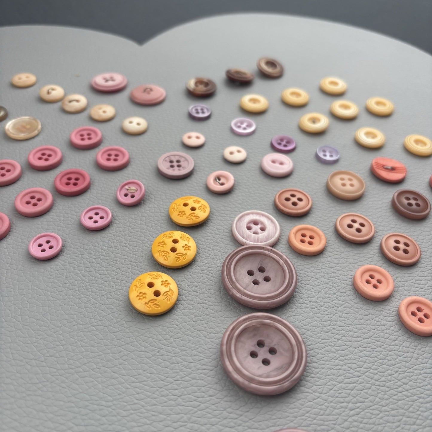 Vintage 78 Button Lot Pastel & Bright Mix | Pink, Yellow, Peach, Early Plastics