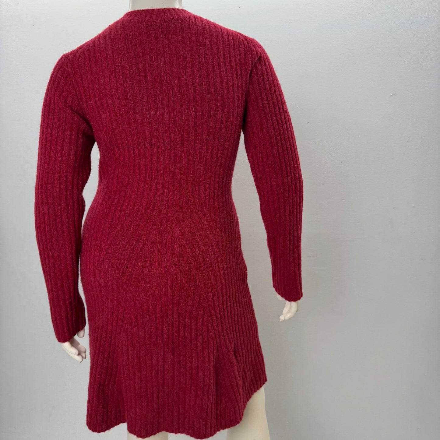 George Sweater Dress Red Ribbed Knit Long Sleeve Crew Neck Winter Cozy Large