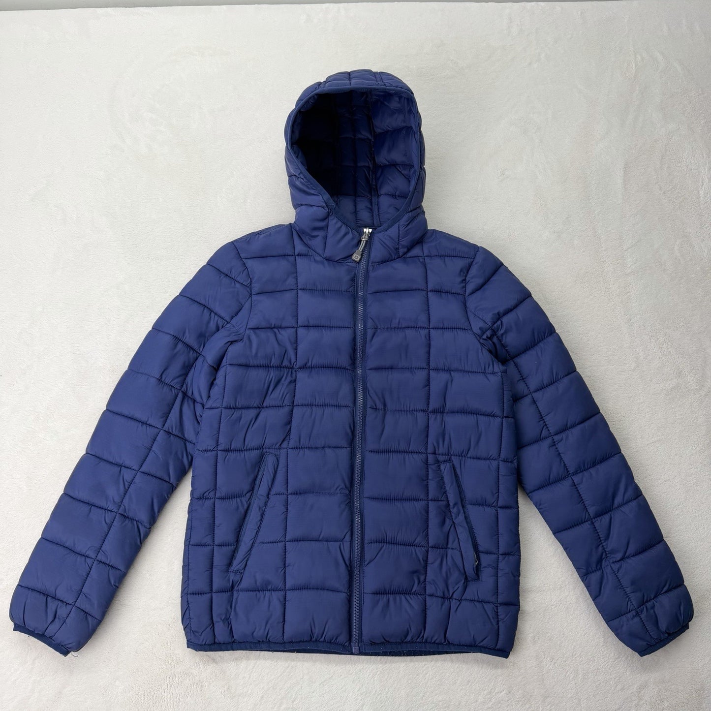 Outbound Puffer Jacket Men’s Large Blue Hooded Lightweight Nylon Coat Gorpcore