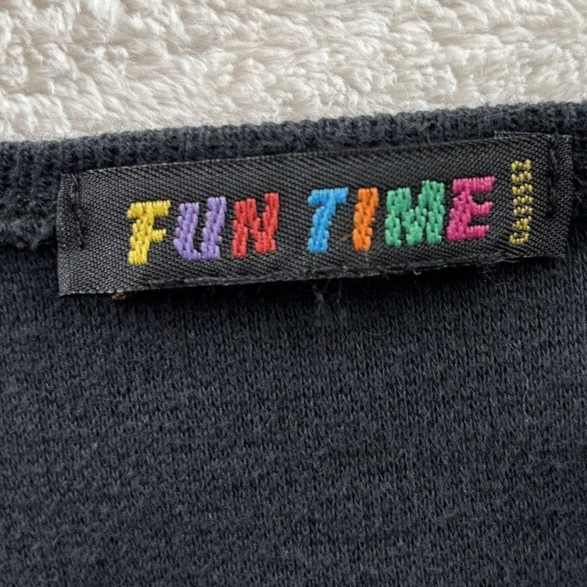 Black Knit Sweatshirt Dress Pocket Mini Tunic by FUN TIME | Long Sleeve | Sz Md