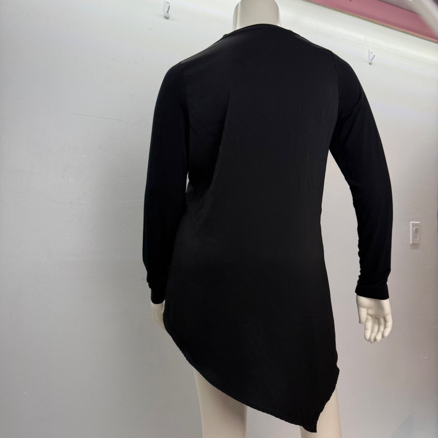 Melissa McCarthy Black Long Sleeve Tunic Asymmetrical Minimalist Lagenlook XL