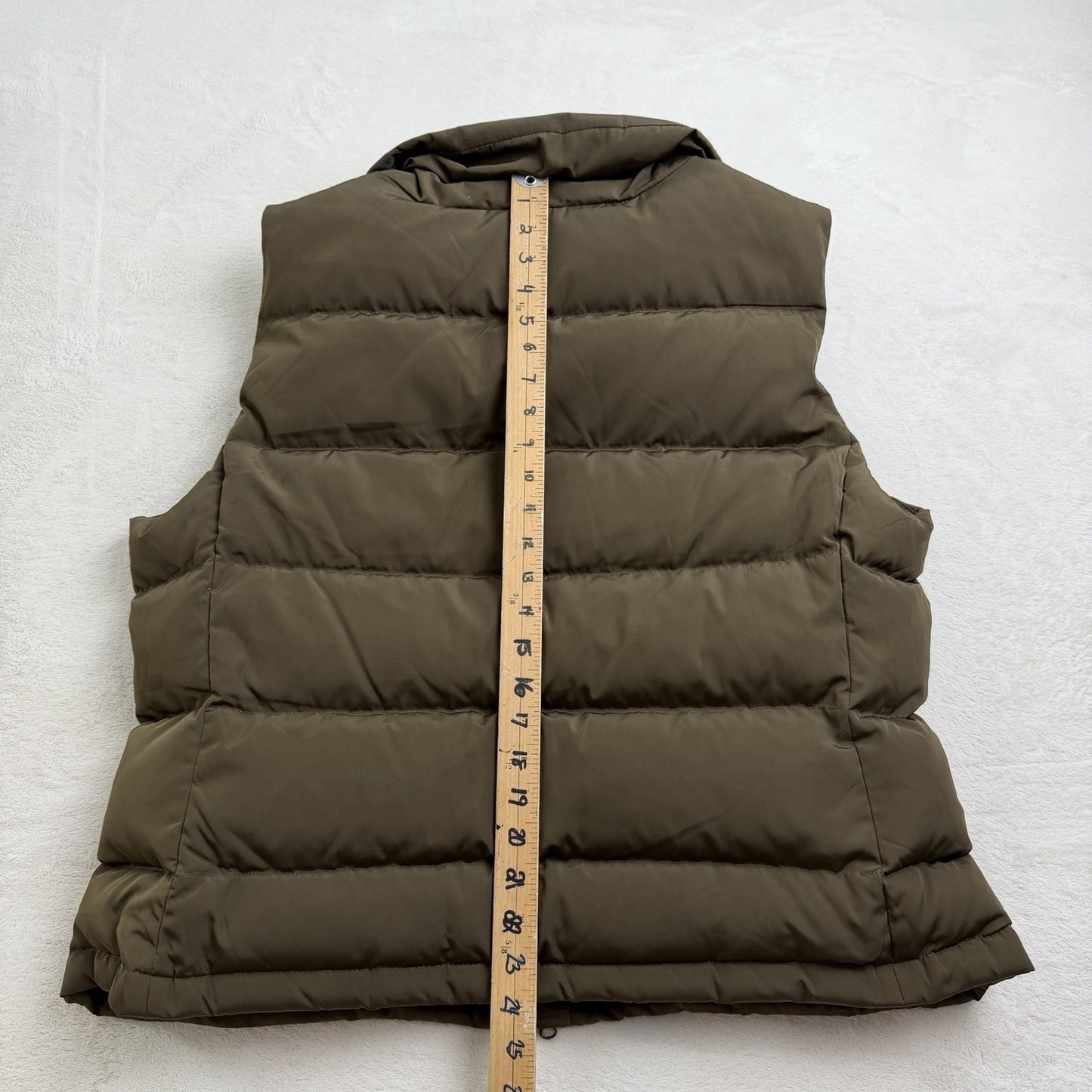 Talbots Womens Olive Green Puffer Vest Zip Front Duck Down Feather Gorpcore XL