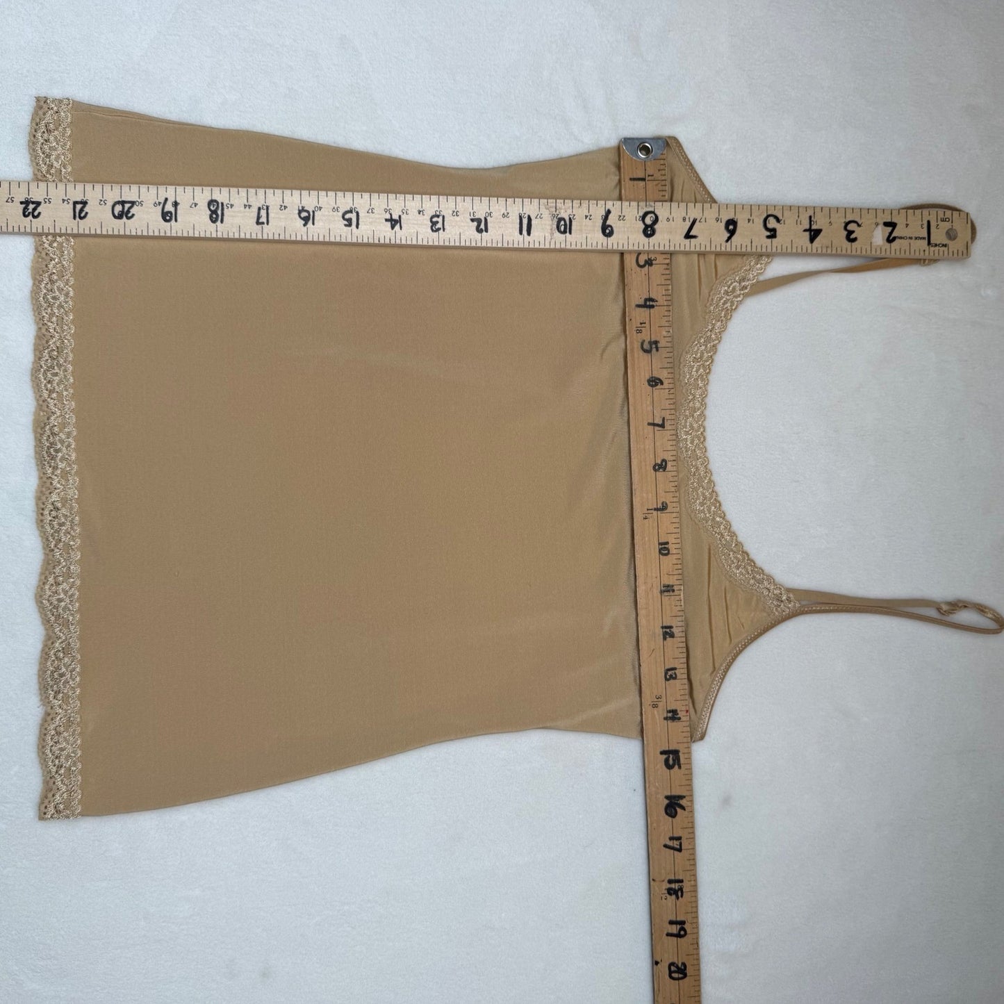 Jockey Camisole Tan Lace Trim Tactel Nylon Lycra Stretch Basic Minimalist M