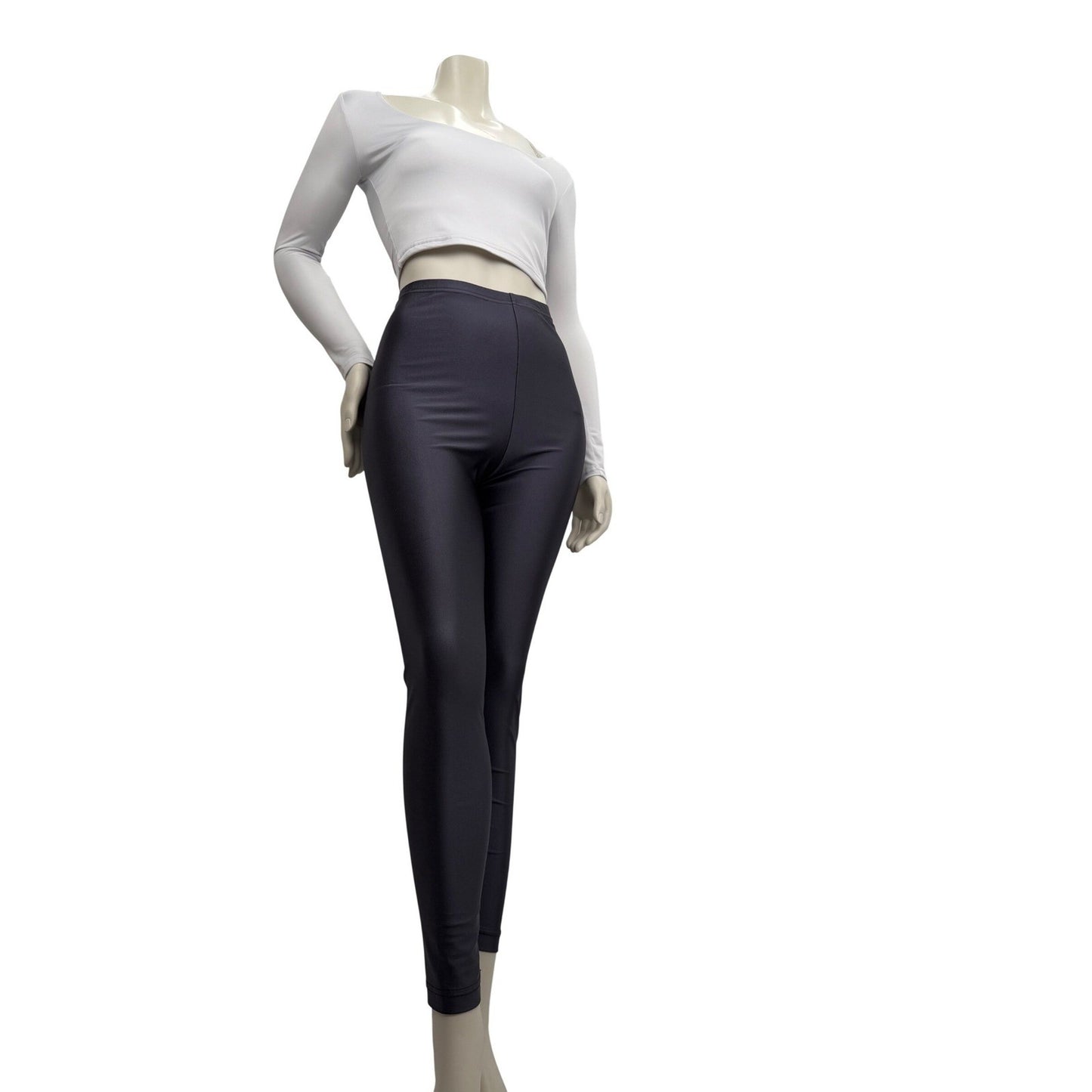 American Apparel Silver Leggings Large ~ Shein  White Crop Top Small Balletcore