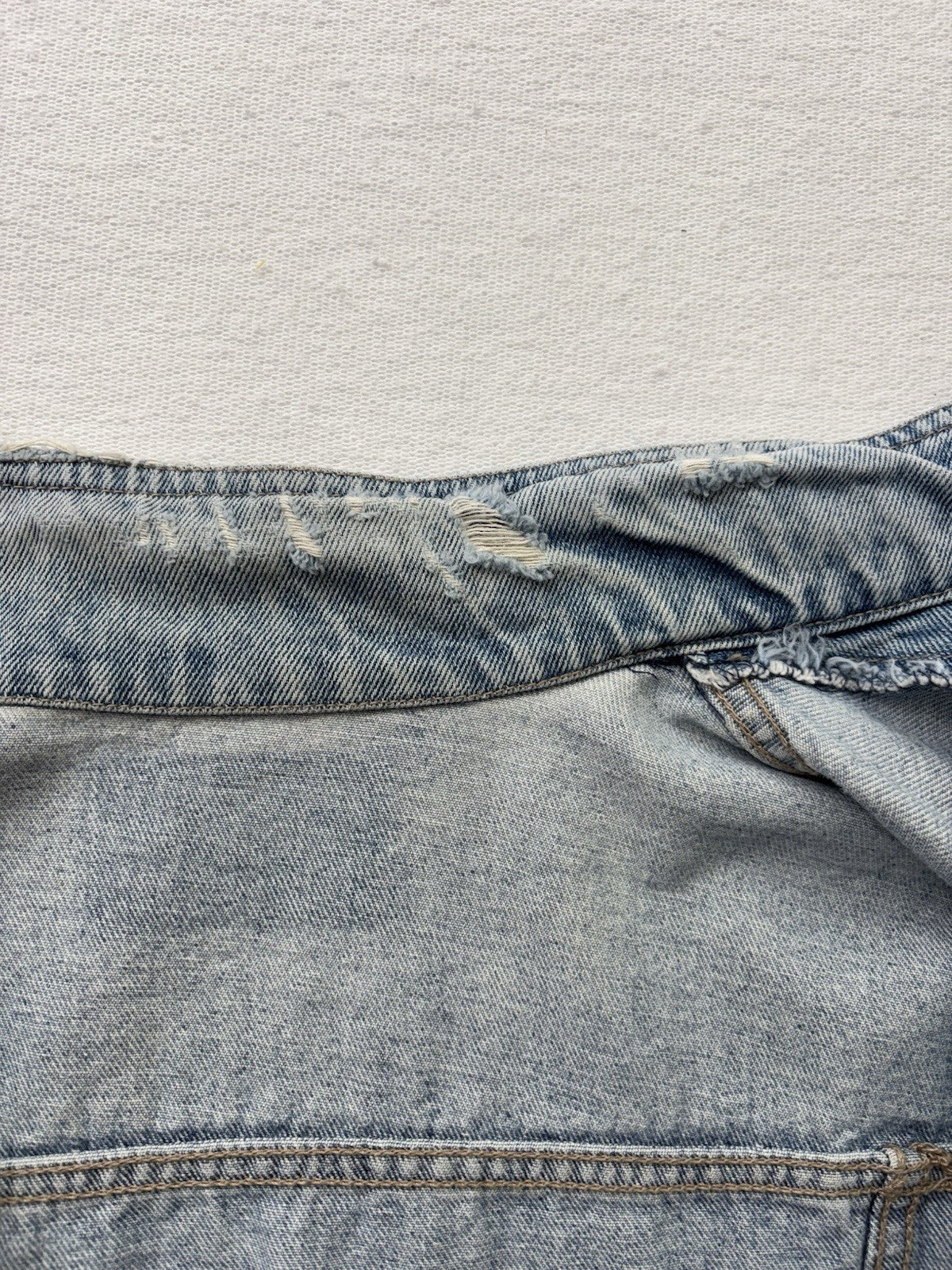 Vintage Oversized Light Wash Denim Jacket 80s 90s Unisex Grunge Distressed Lrge