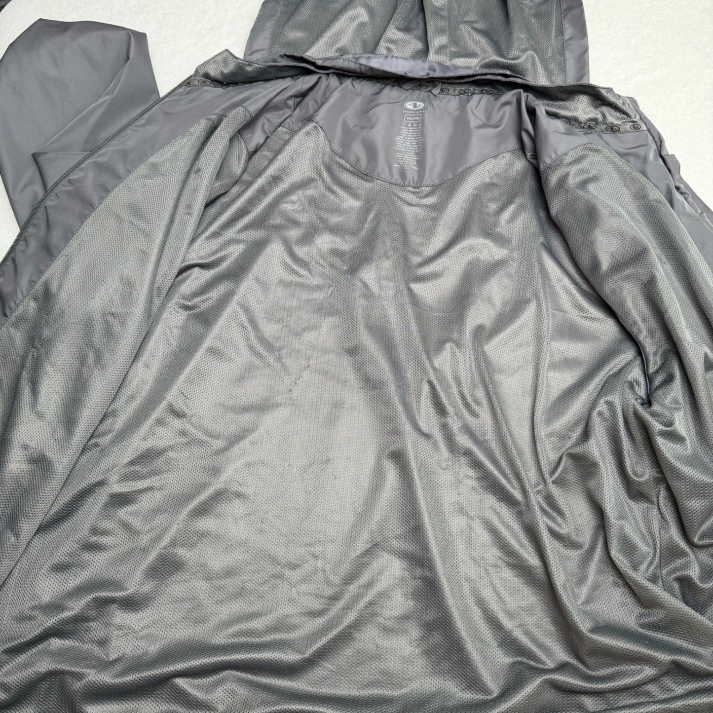 Athletic Works Windbreaker Jacket Hooded Mesh Lined Gorpcore Grey Mens XL