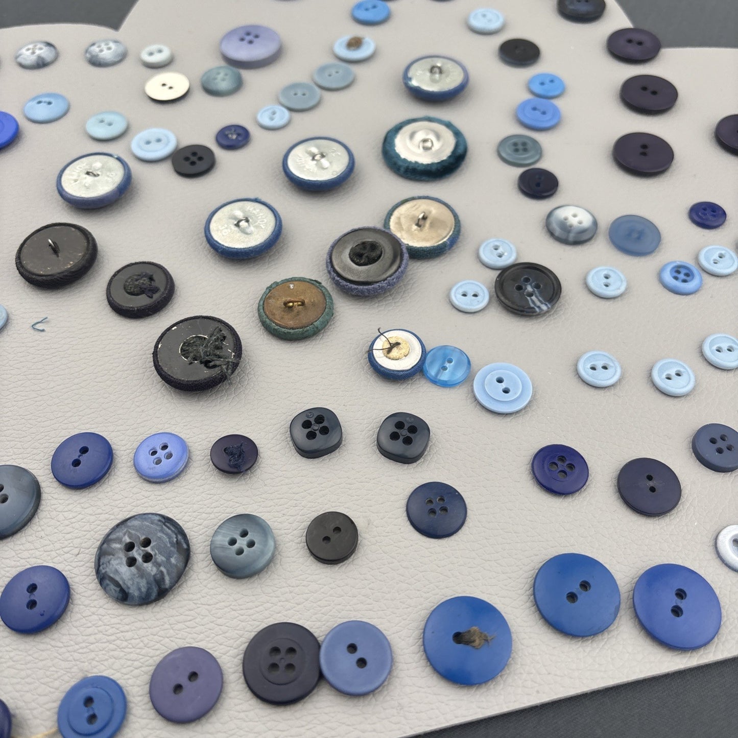 Vintage Blue Fabric Covered Buttons Lot Velvet Tweed Knit Tailor Shank 1940s-60s