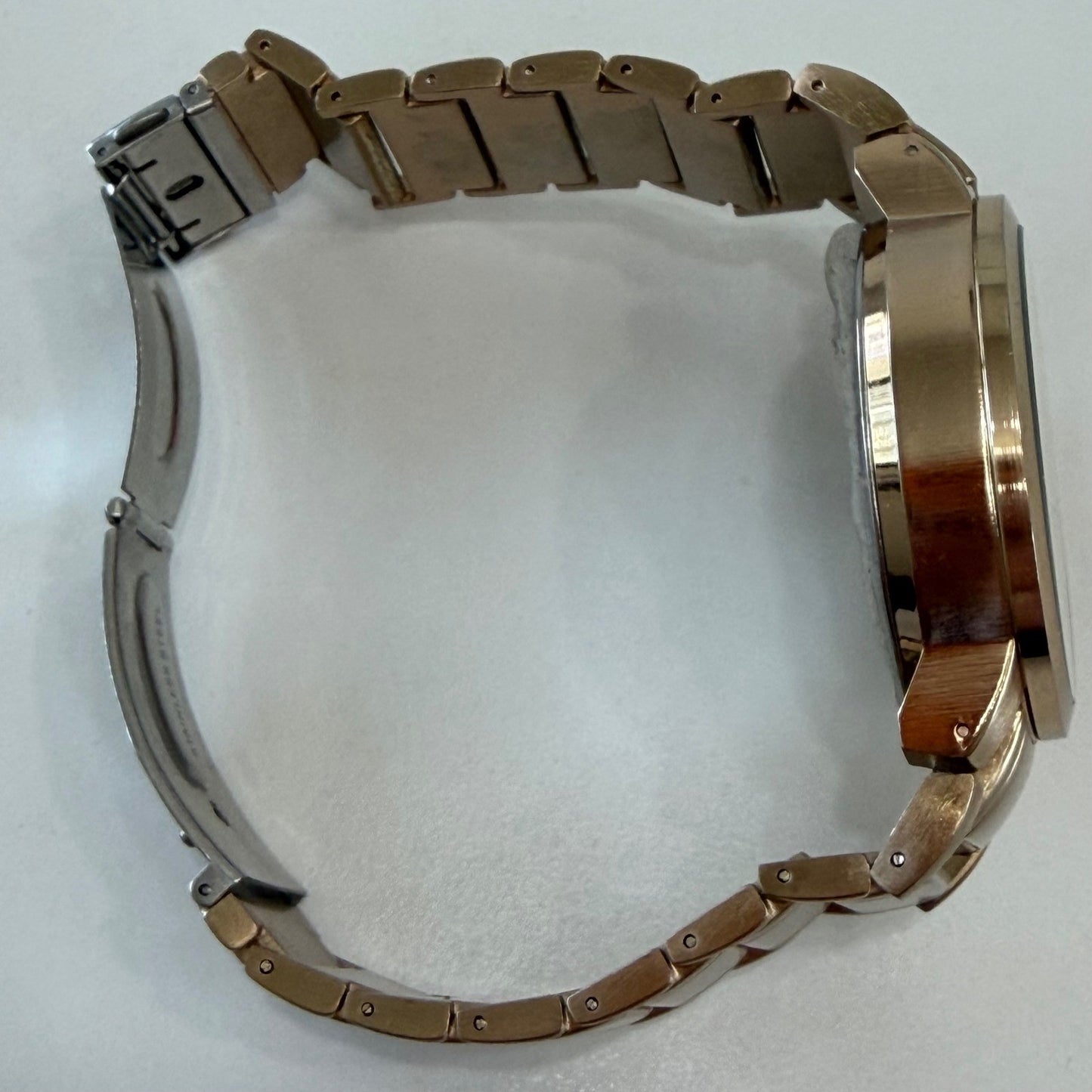 EDJ Gold Tone Chronograph Watch Oversized Statement Quartz Stainless Steel