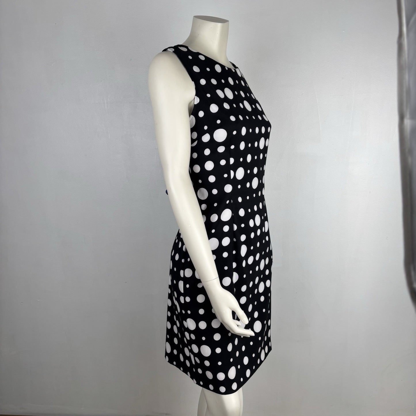 Connected Women's Black And White Polka Dot Dress Sleeveless Size 12 Boatneck