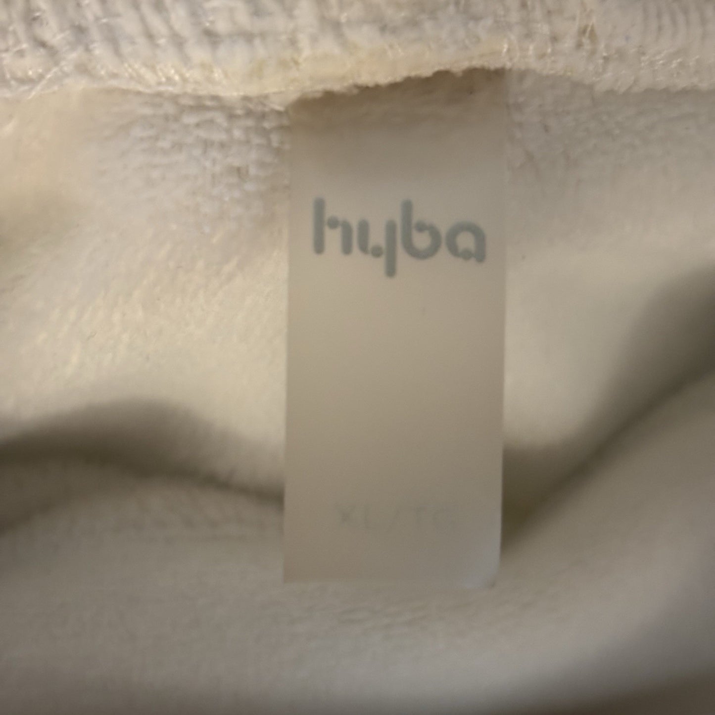 Hyba Funnel Neck White Sweatshirt XL Cozy Minimalist Athleisure Kangaroo Pocket