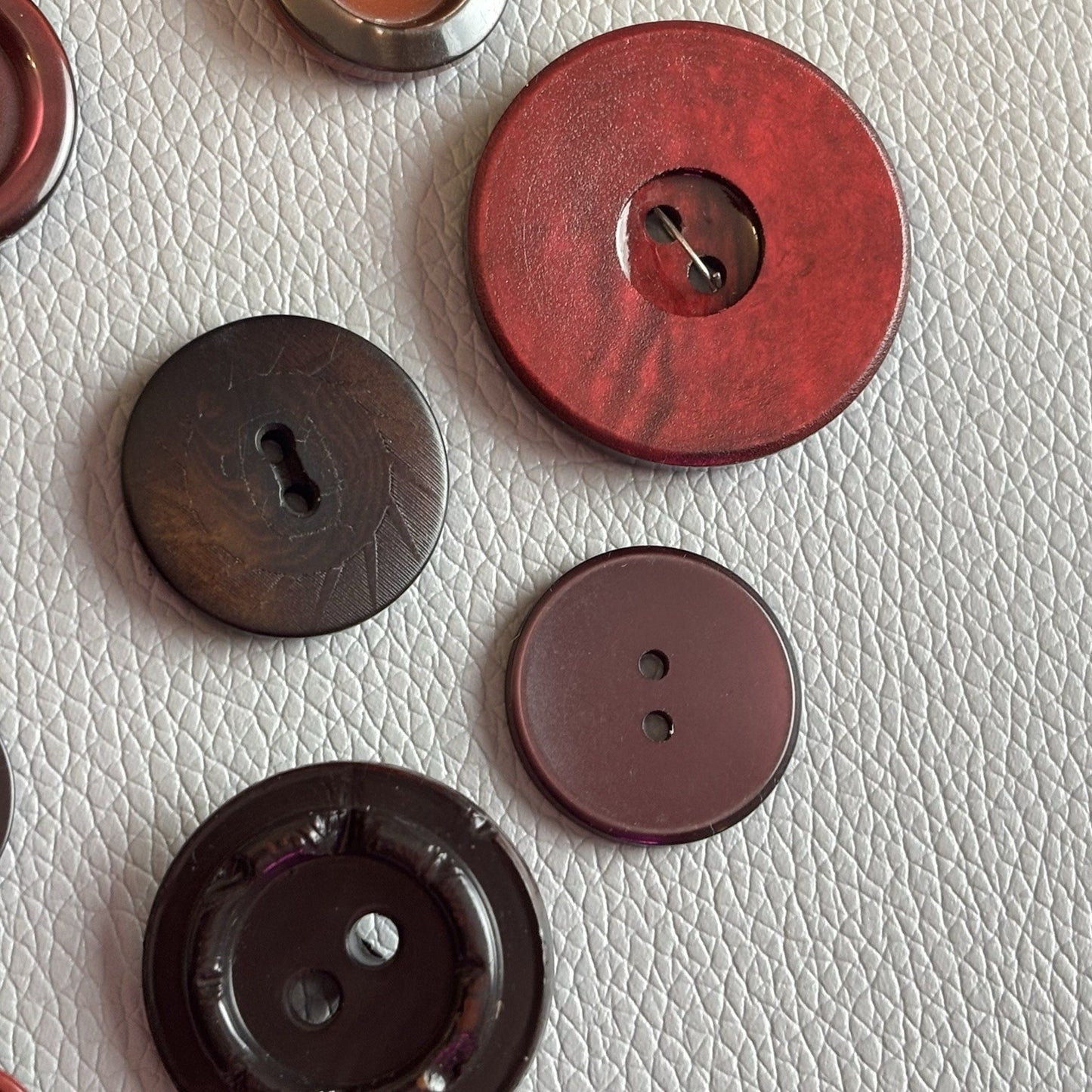 Vintage + New Burgundy And Red  Button Lot. Two Hole + Four Hole Plastic