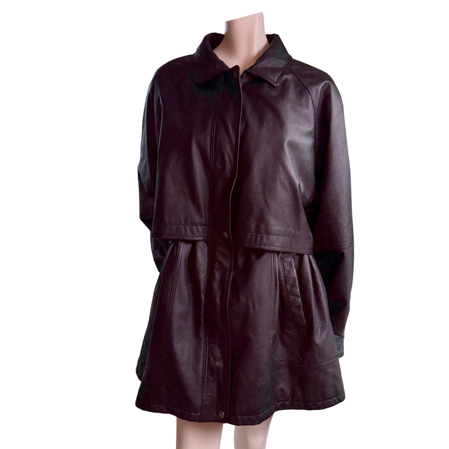 Vintage Black Leather Jacket 22W Plus Size Oversized Minimal Chic Soft