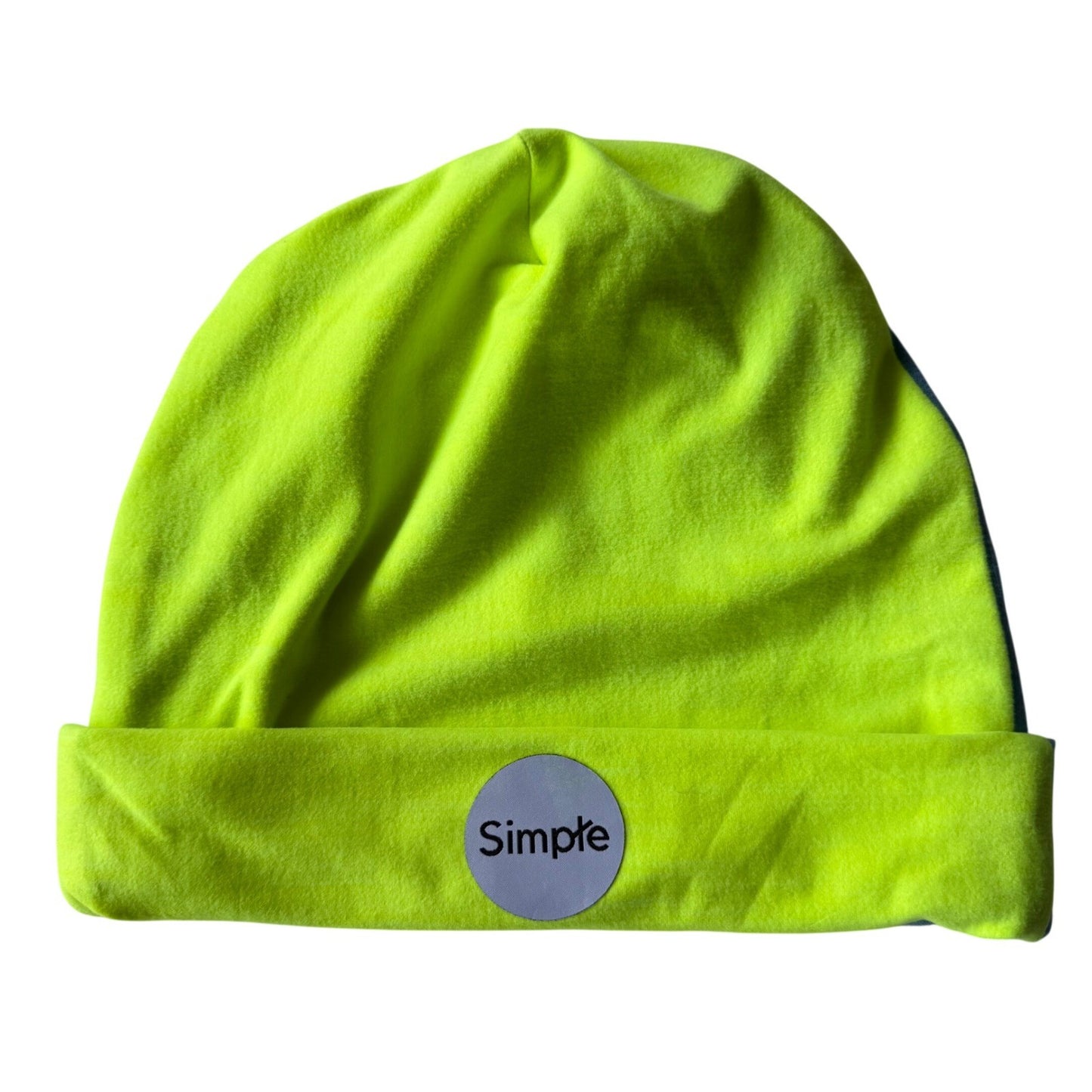 Simpłe Reversible Beanie — Neon Yellow + Slate Blue