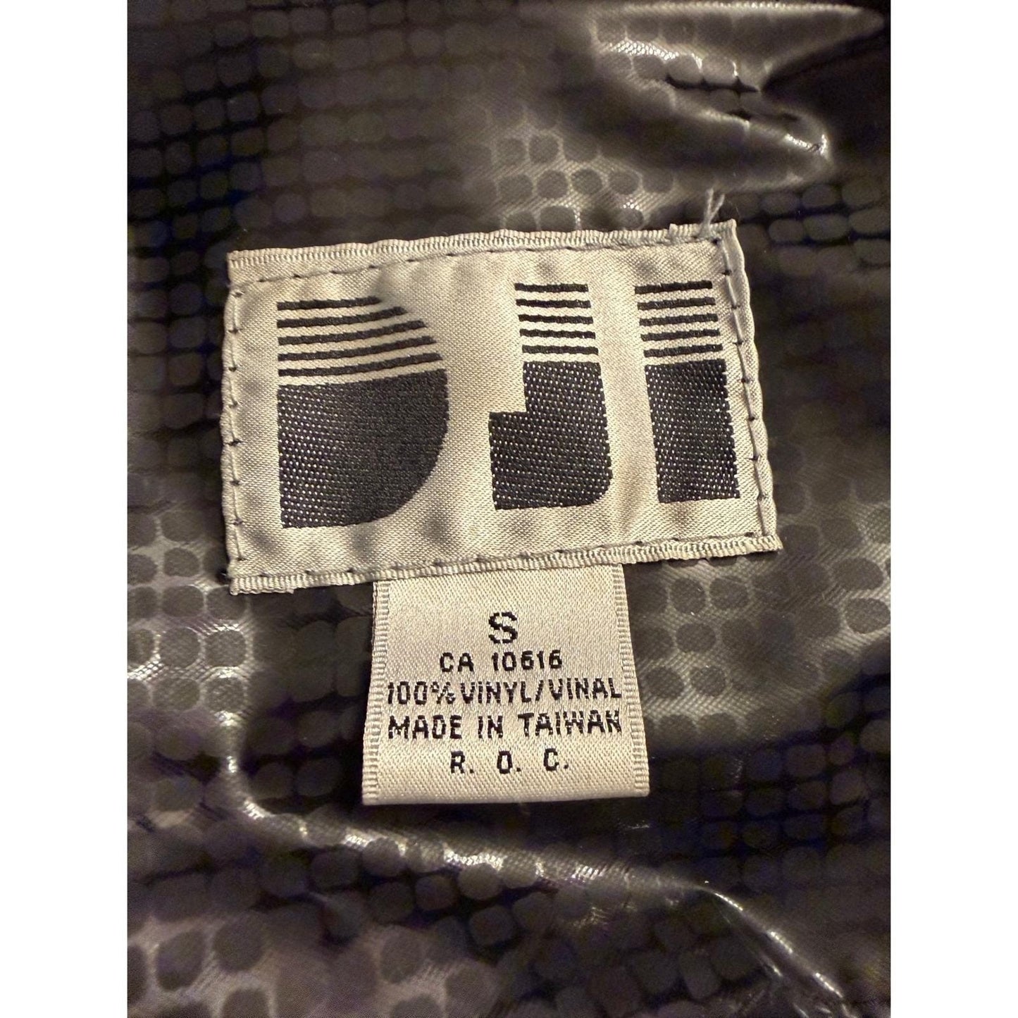 DJI Vintage Vinyl Trench Coat Black Glossy Grid Witchy Matrix Edgy M