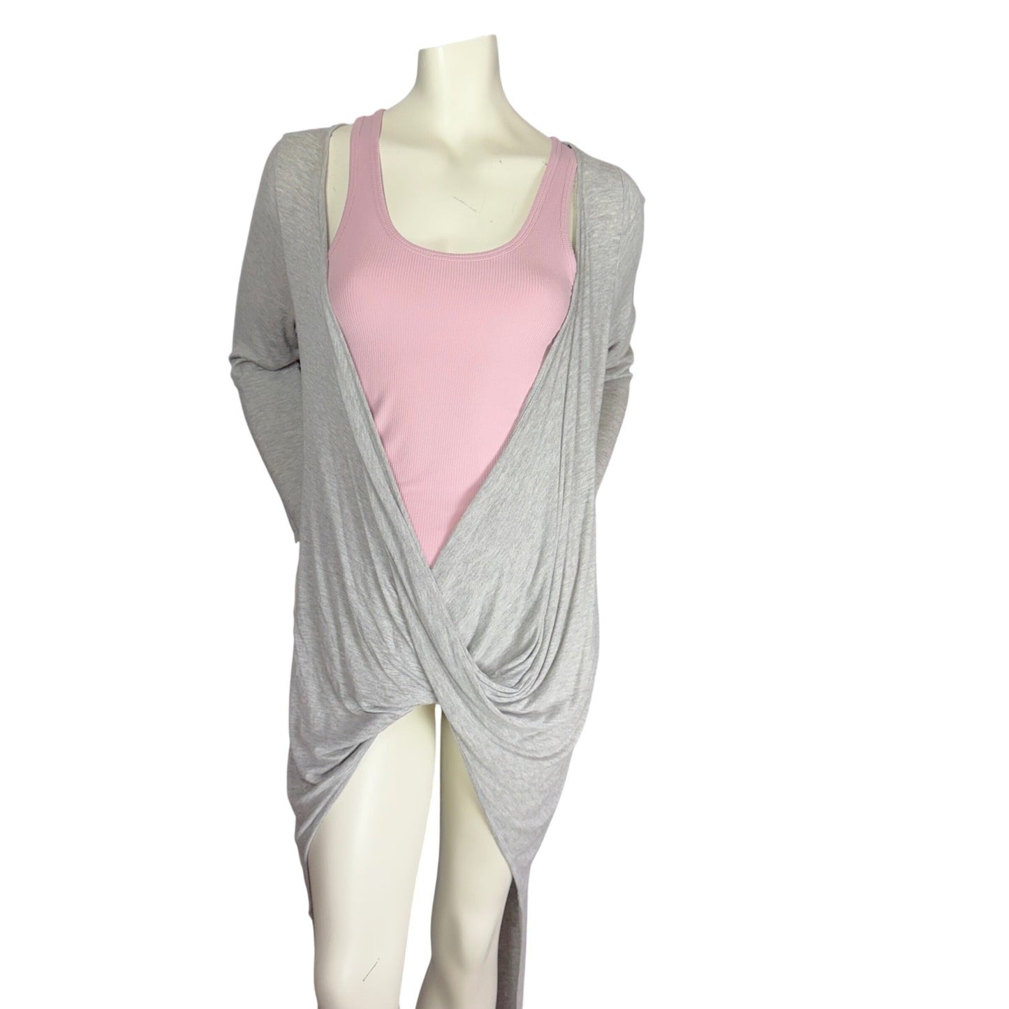 Gaze USA Draped Twist Front Dress High Low Maxi Avant Garde Gray M