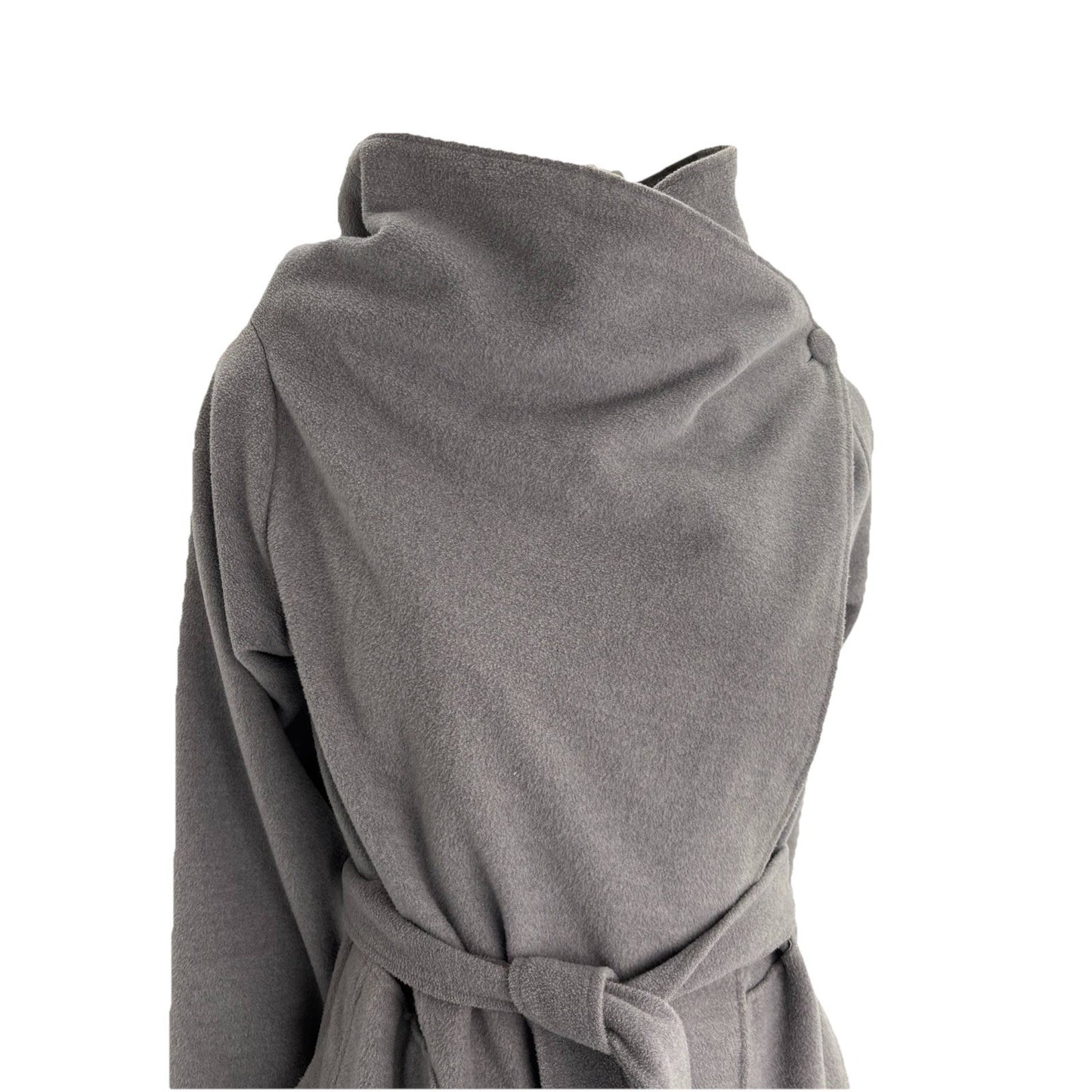 Pink Martini Grey Wrap Coat Belted Asymmetrical Minimalist Soft Jacket Womens S
