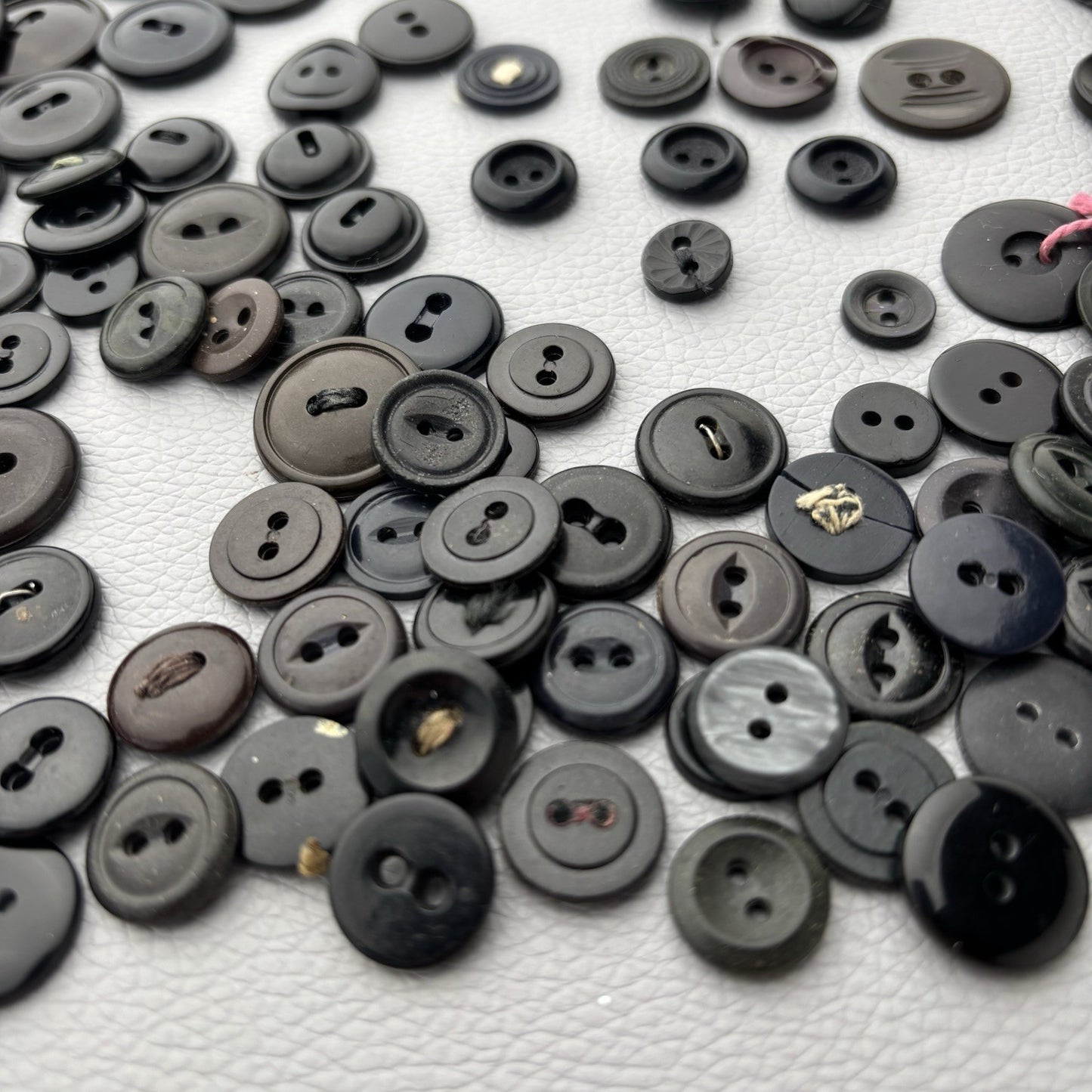 Lot of 100+ Vintage Black Buttons Mixed Styles Sizes Sewing Craft Supply