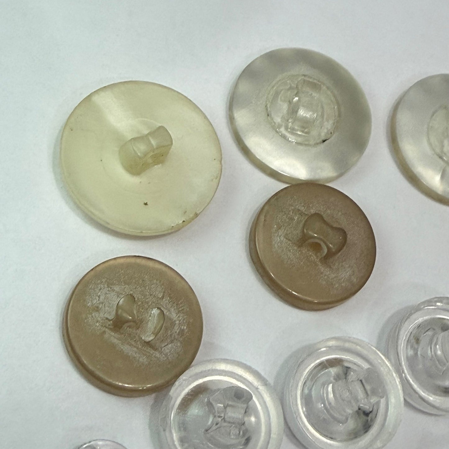 Vintage White Button Lot Plastic Lucite Rhinestone Shank Buttons Sewing Craft