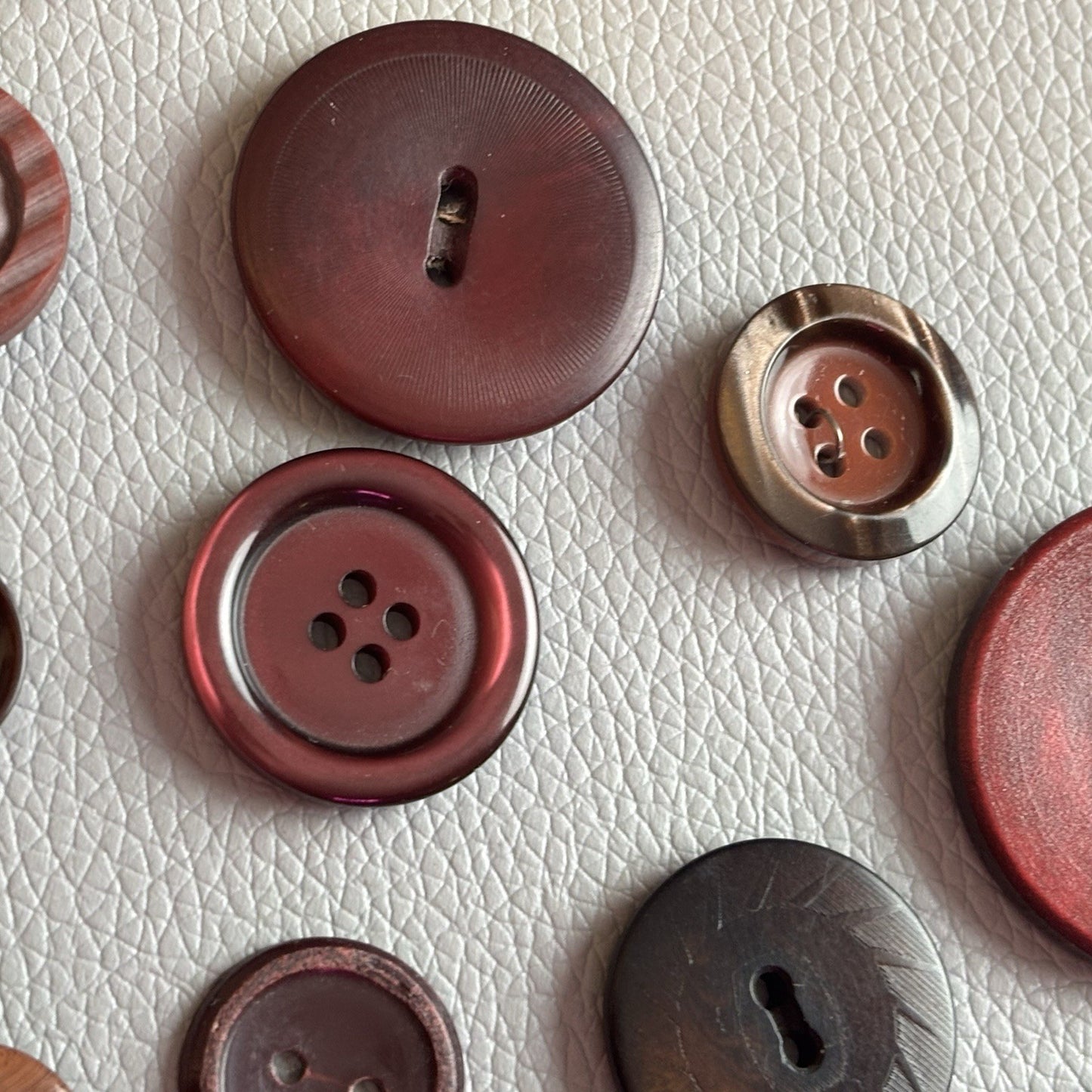 Vintage + New Burgundy And Red  Button Lot. Two Hole + Four Hole Plastic