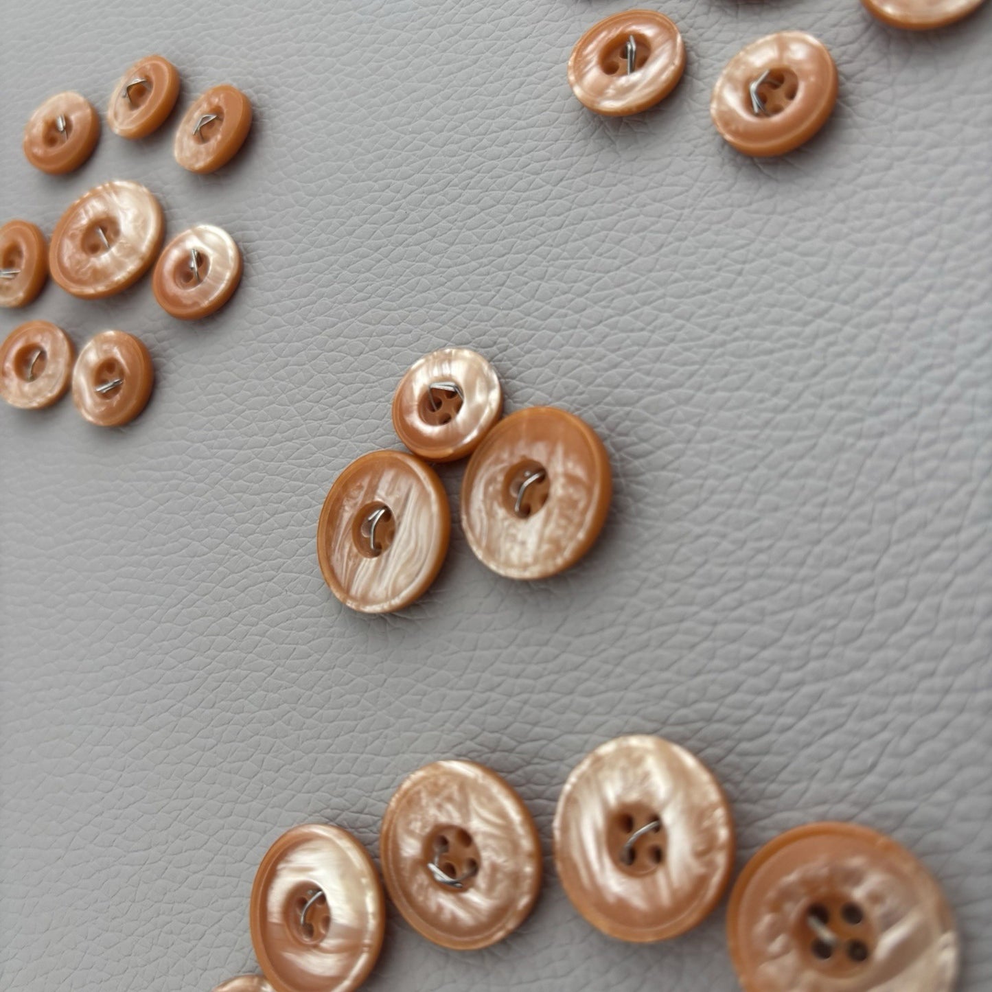 Caramel Pearl-Finish Button Lot | 20pcs Metal Shank Retro Sewing Buttons