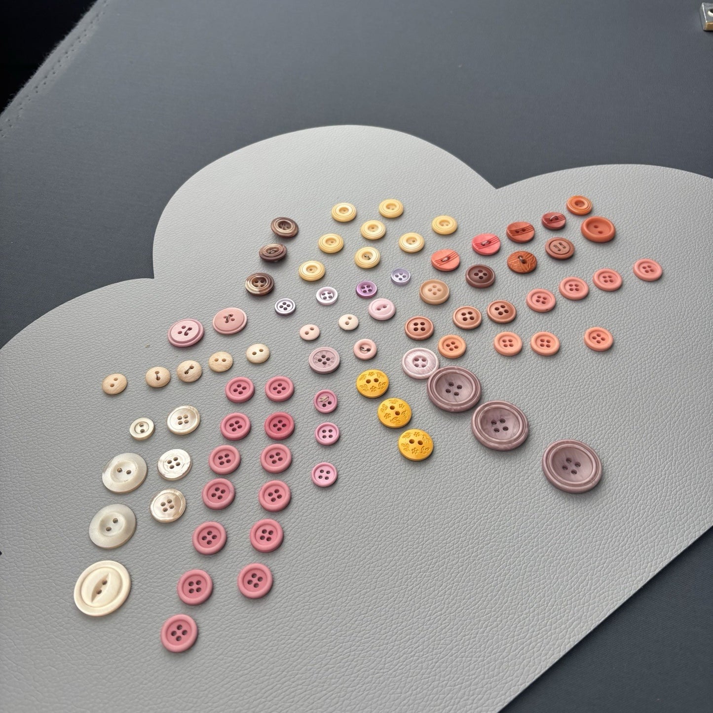 Vintage 78 Button Lot Pastel & Bright Mix | Pink, Yellow, Peach, Early Plastics