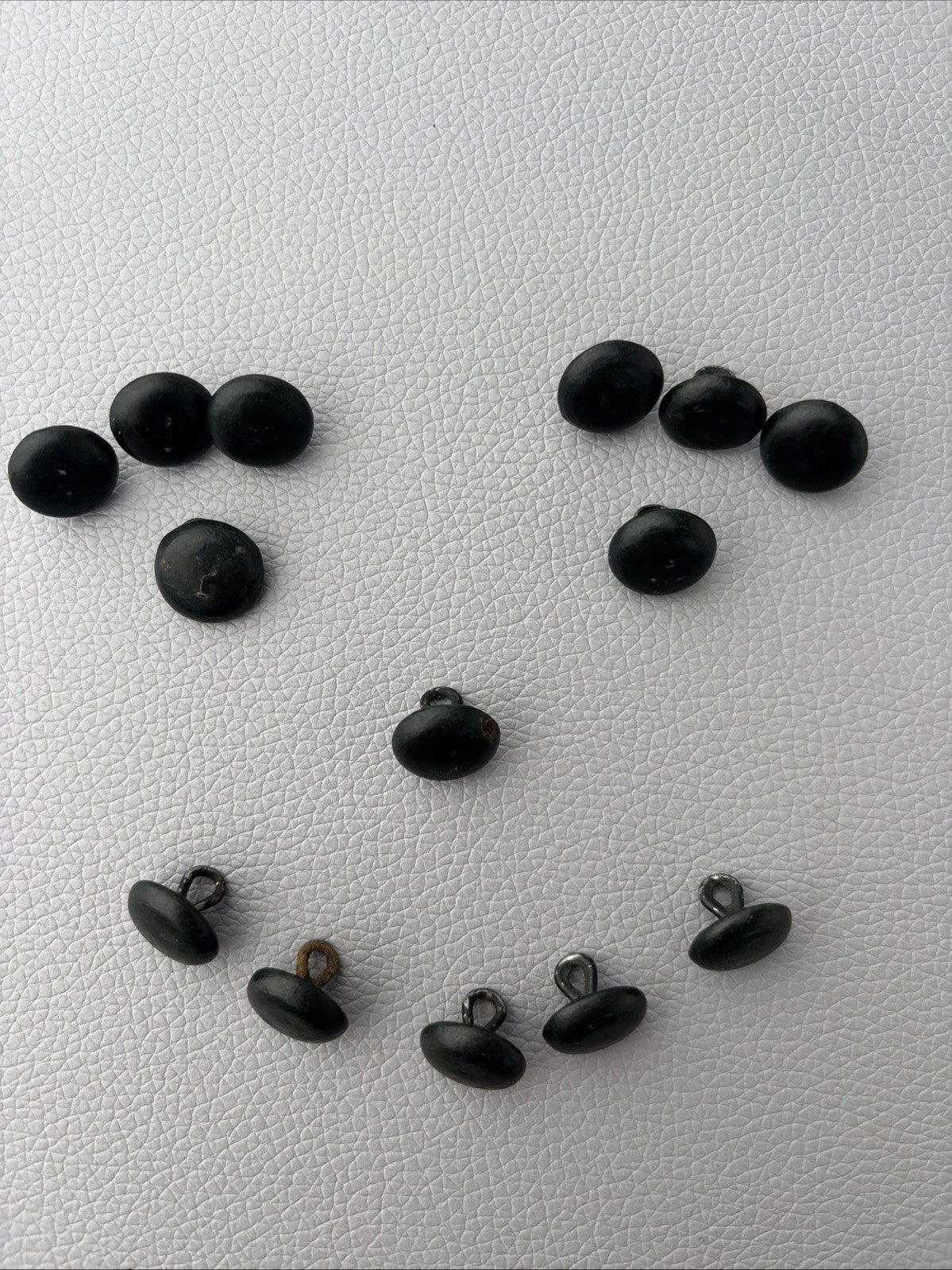 Victorian Black Mourning Buttons Set Papier Mâché Metal Shank Antique Rare Lot